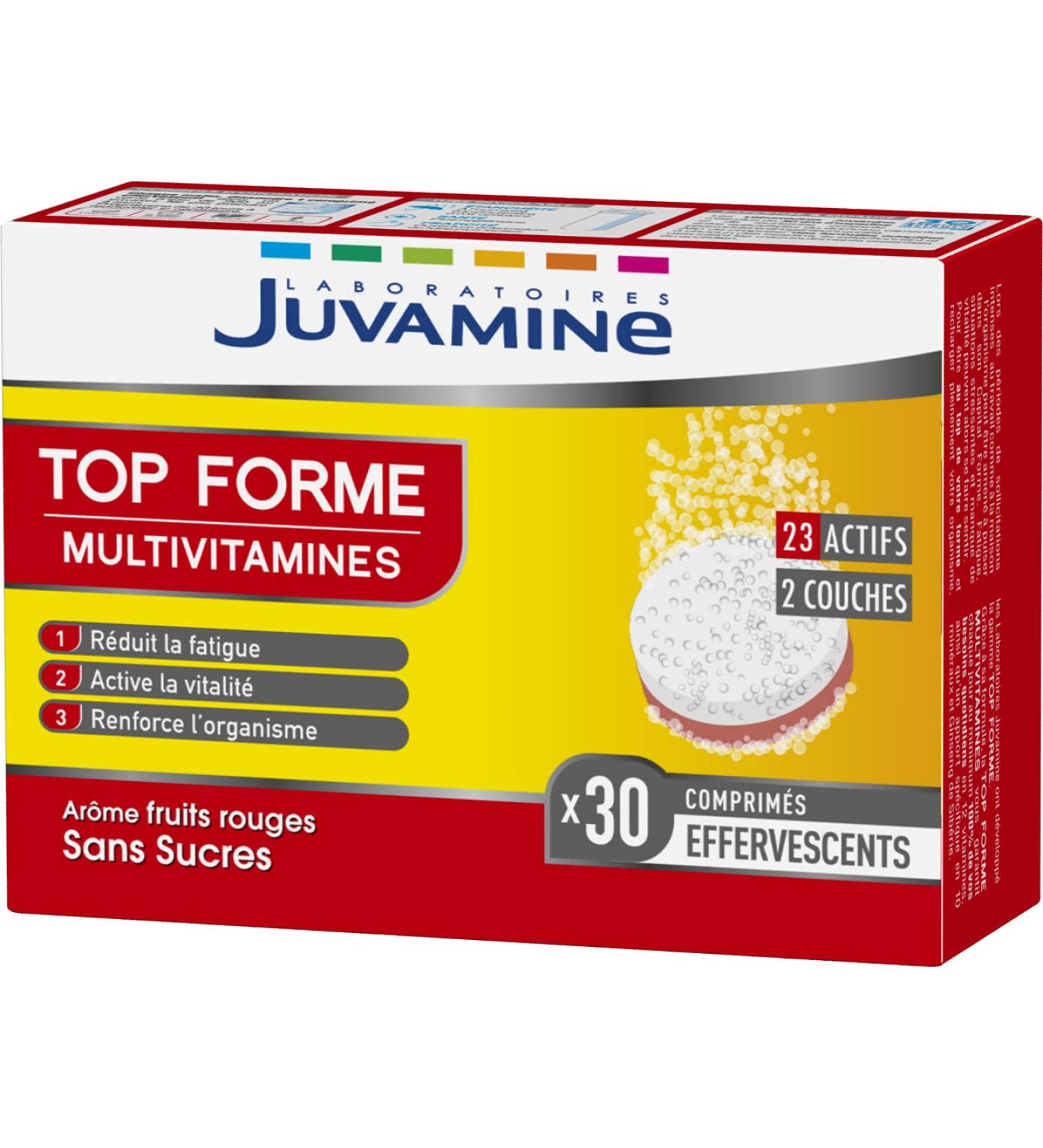JUVAMINE - Top Forme Multivitamins - Helps reduce fatigue - Supports immunity - 30 effervescent tablets - Made in France