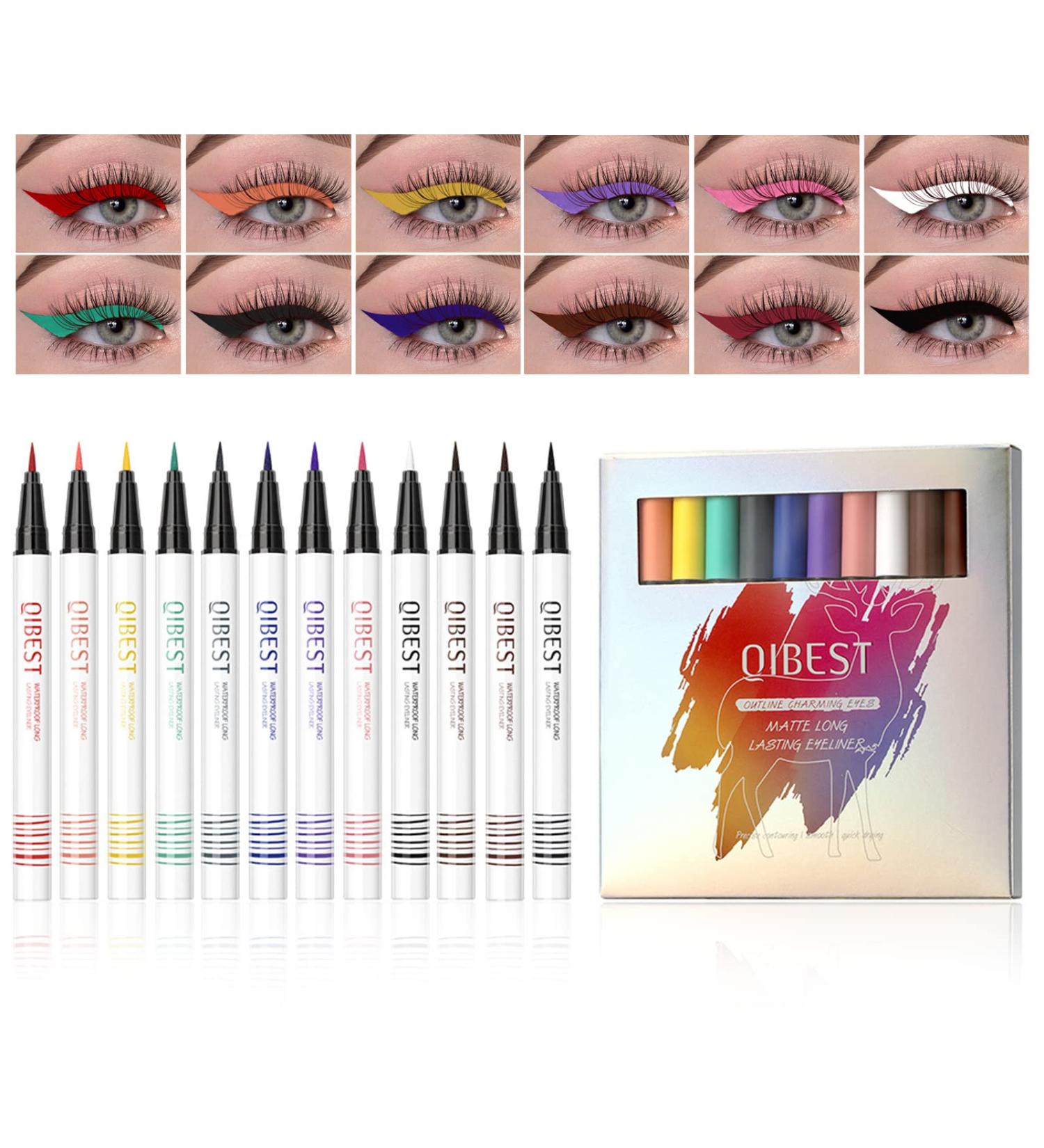 12 Colored Eyeliners Pen Set Waterproof Smudge-Proof Eye Shadow Pencil Liquid Eyeliner Makeup Set Long-Lasting High Pigmented Rainbow Eyeliner Pencils Kit Glitter Eye Liners for Women #5*12colour - Buy Online on GoSupps.com