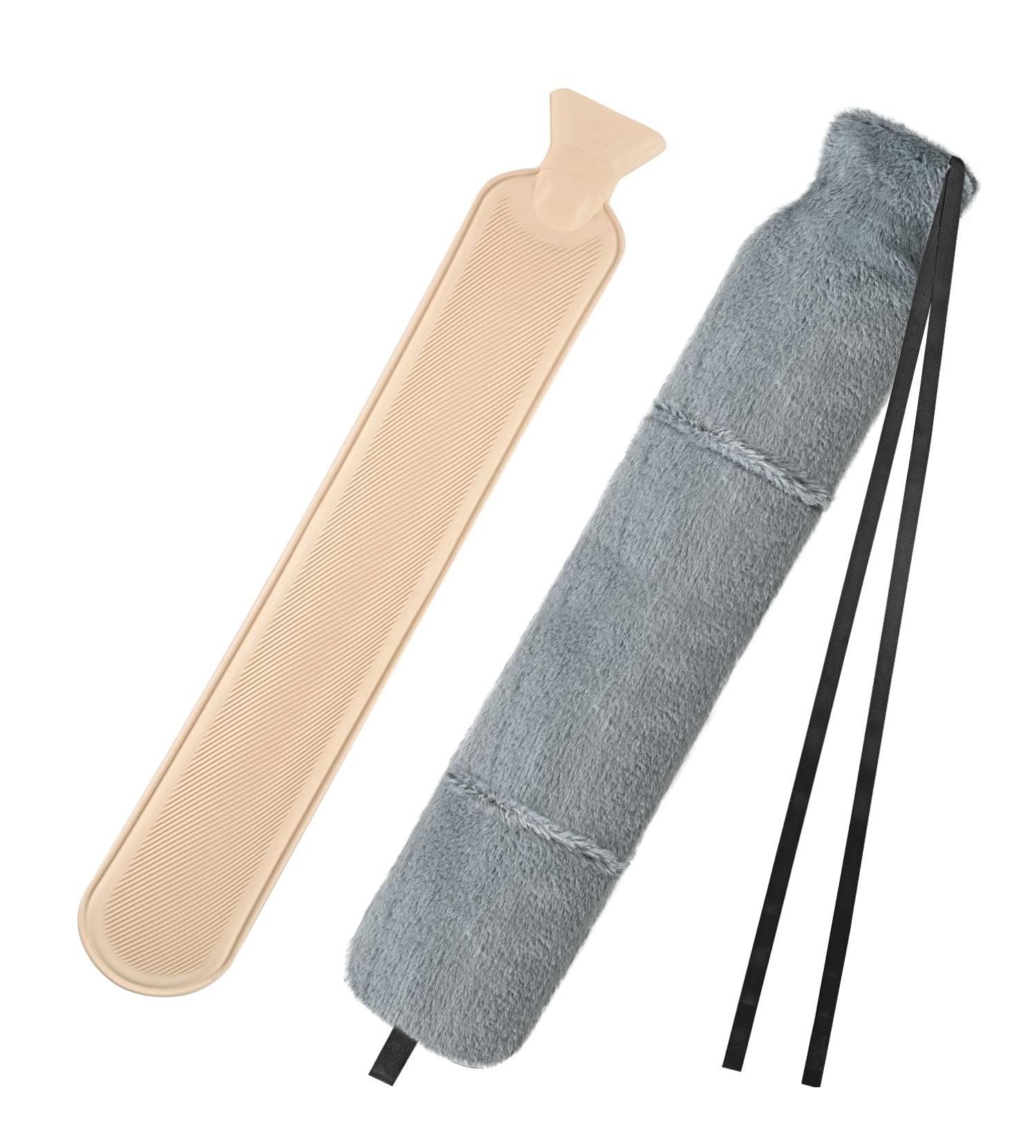 Long Hot Water Bottle 2L with Cozy Cover | Wearable Hot Water Bottle | Dark Grey - Buy Online on GoSupps.com