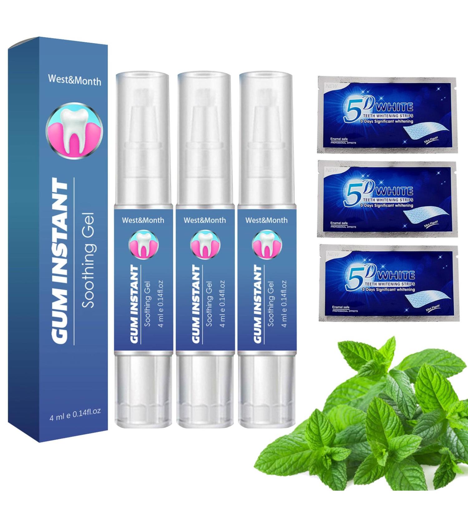 3-Piece Gum Instant Treatment Gel | Rubber Gum Relief & Periodontal Therapy | Gum Restoration & Tooth Lightening Strips - Buy Online on GoSupps.com
