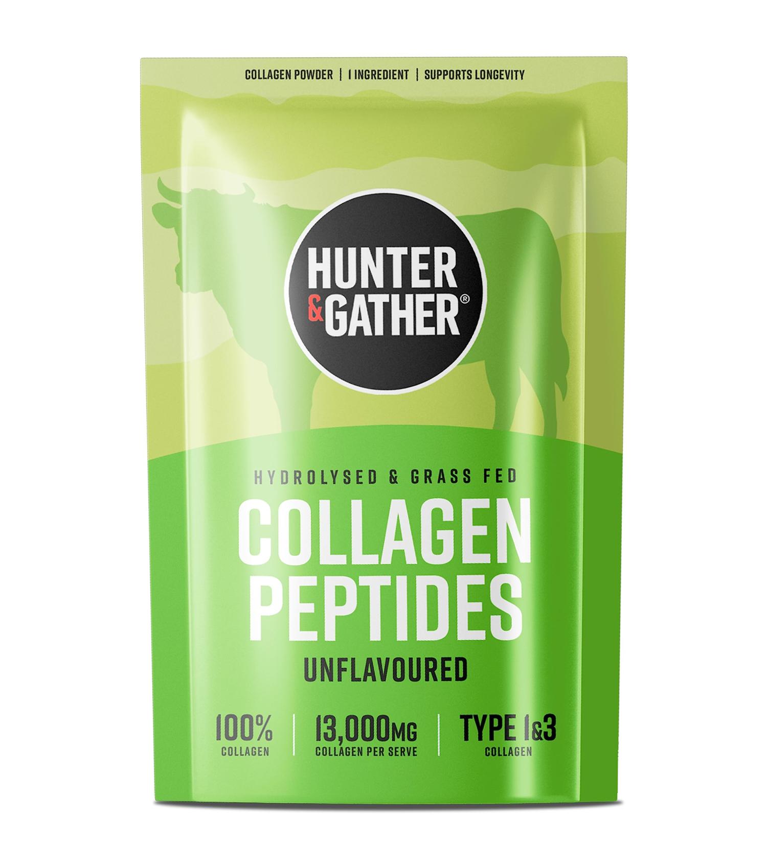 Hunter & Gather Bovine Collagen Powder 400g | Premium Hydrolysed Collagen Peptides for Hair Skin Nails Muscles | Unflavoured Collagen Supplements for Men & Women - Buy Online on GoSupps.com
