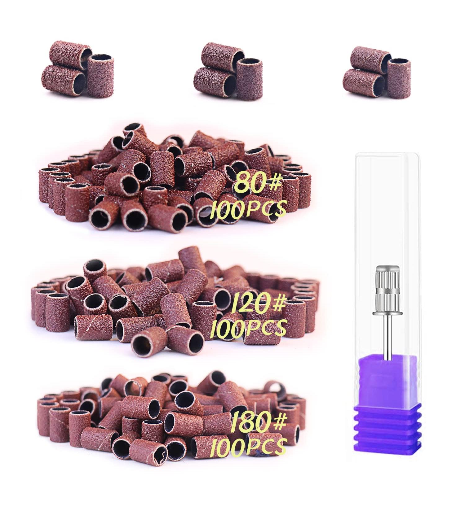 RedFlow 300 Pcs Sanding Bands #80#120#180 Coarse Fine Grit Efile Sand Set for Nail Drill with Nail Drill Bit - Ideal for Natural and Acrylic Nails (Set 2) - Buy Online on GoSupps.com