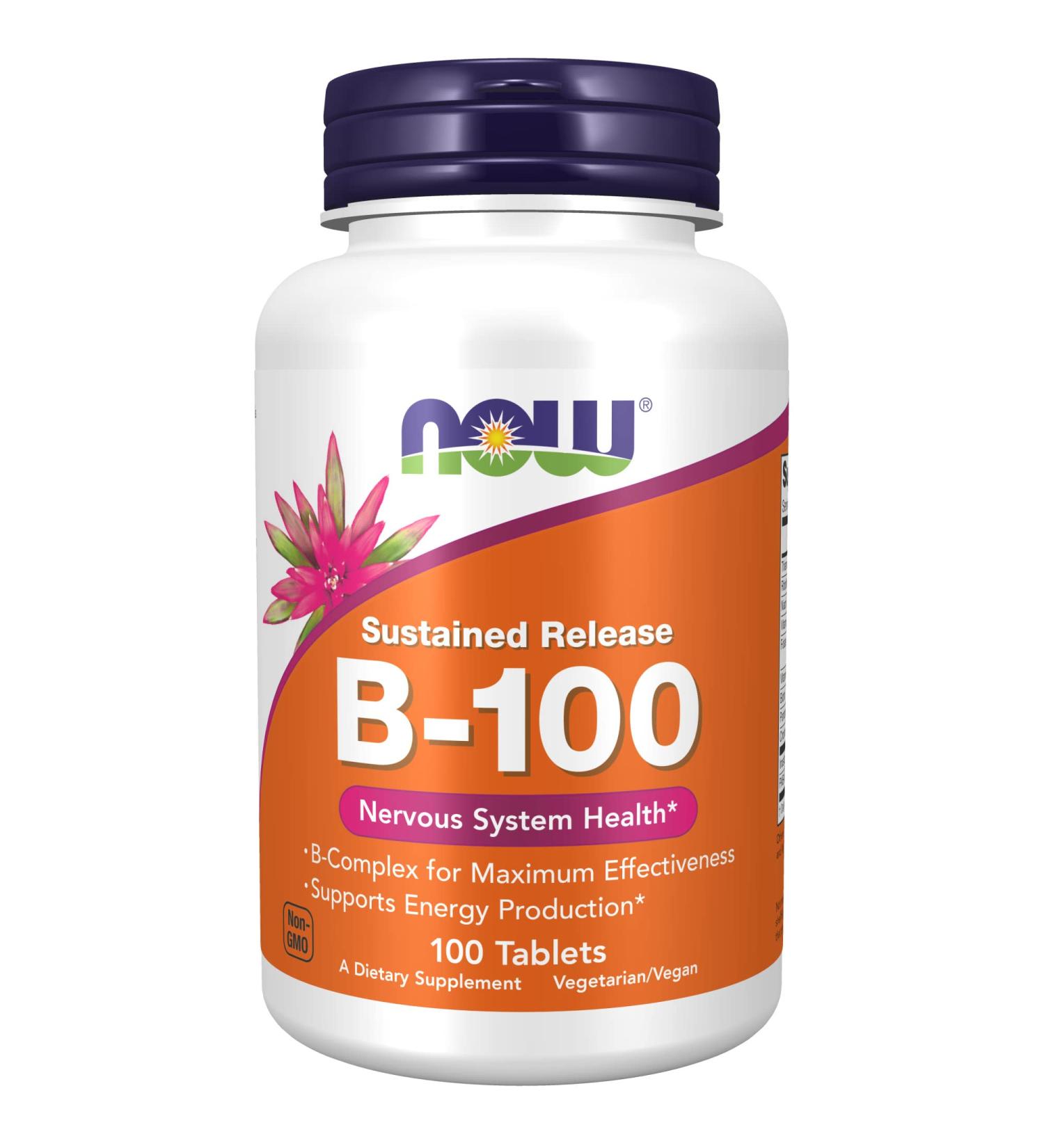 Now Foods B-100 Sustained Release - 100 Tablets for Energy & Metabolism Support - Buy Online on GoSupps.com
