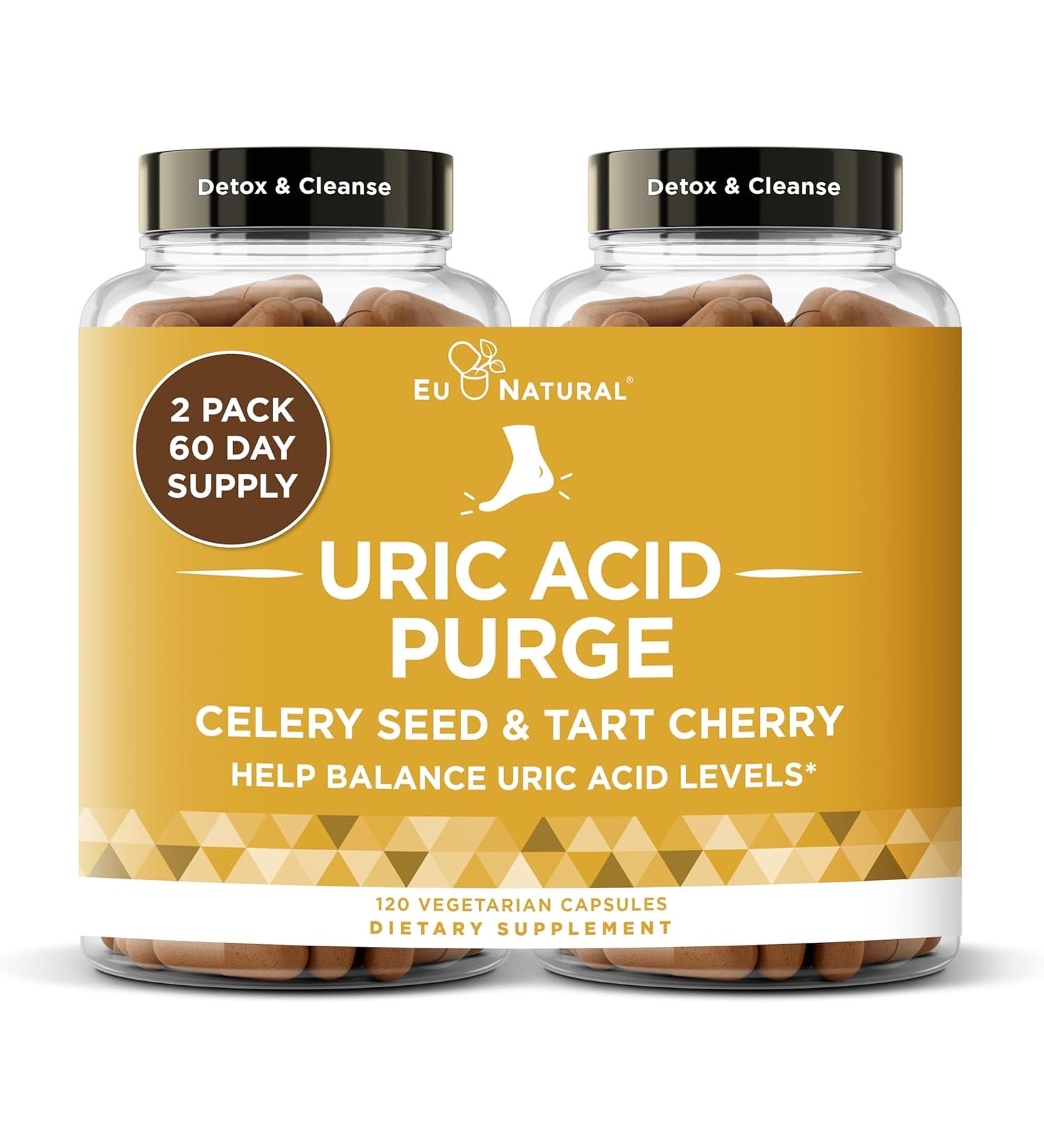 Purge! Uric Acid Flush Detox & Cleanse 120 Vegan Capsules with Celery Seed Tart Cherry & Chanca Piedra for Joint Support & Mobility - Buy Online on GoSupps.com