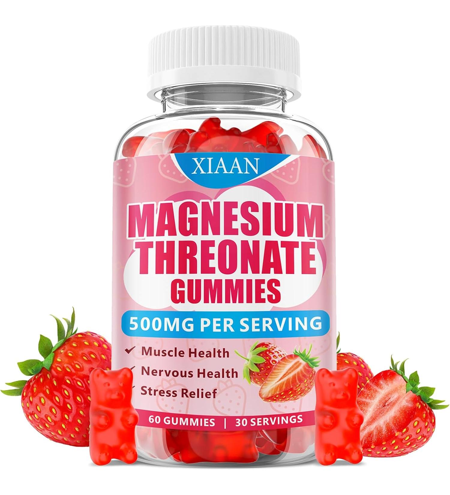 XIAAN Magnesium L-Threonate 500mg - Strawberry - 60 Gummies - Buy Online on GoSupps.com