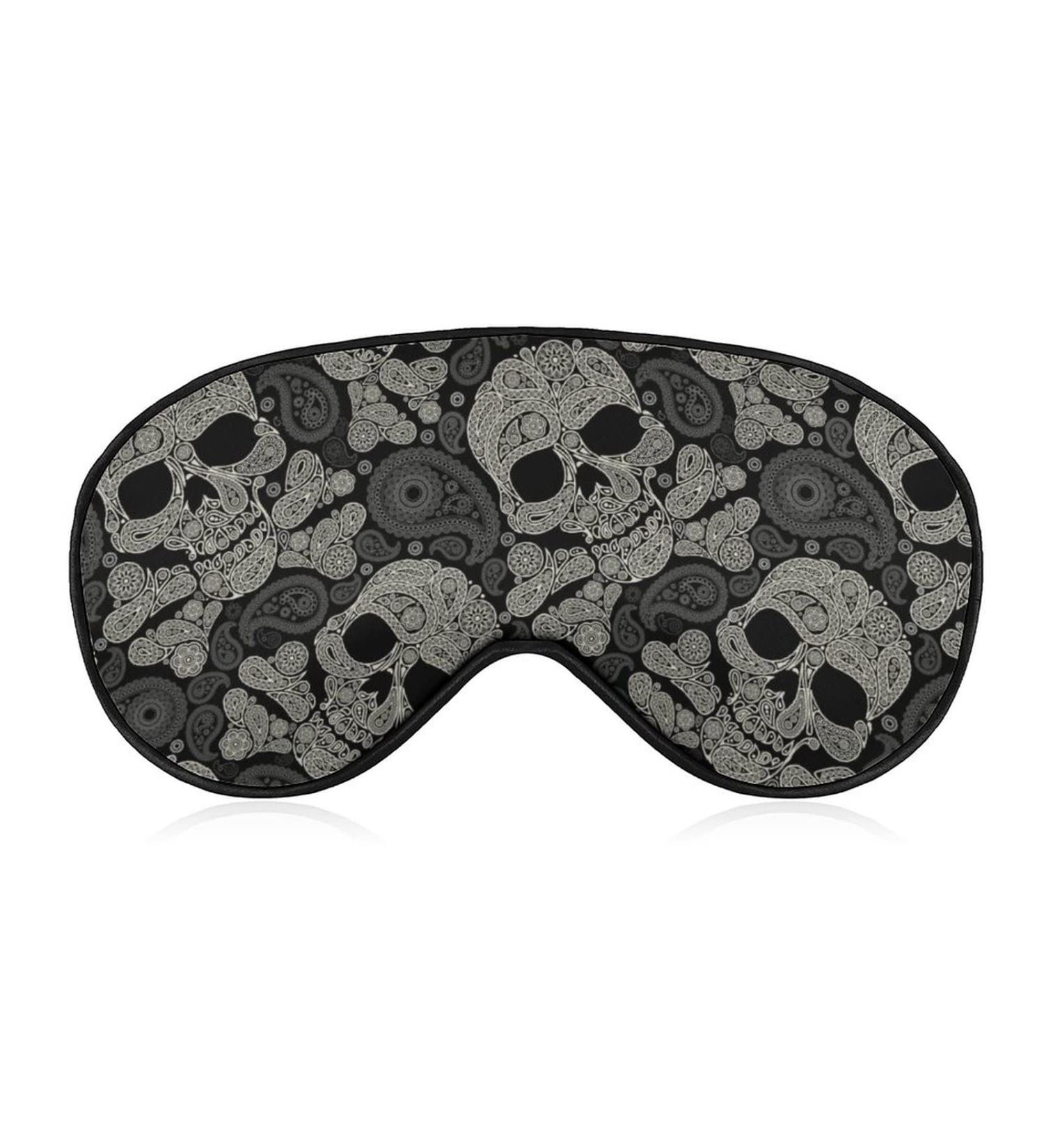 Skull and Paisley Sleep Mask for Women - Adjustable Eye Shades with Elastic Strap for Ultimate Comfort - Buy Online on GoSupps.com