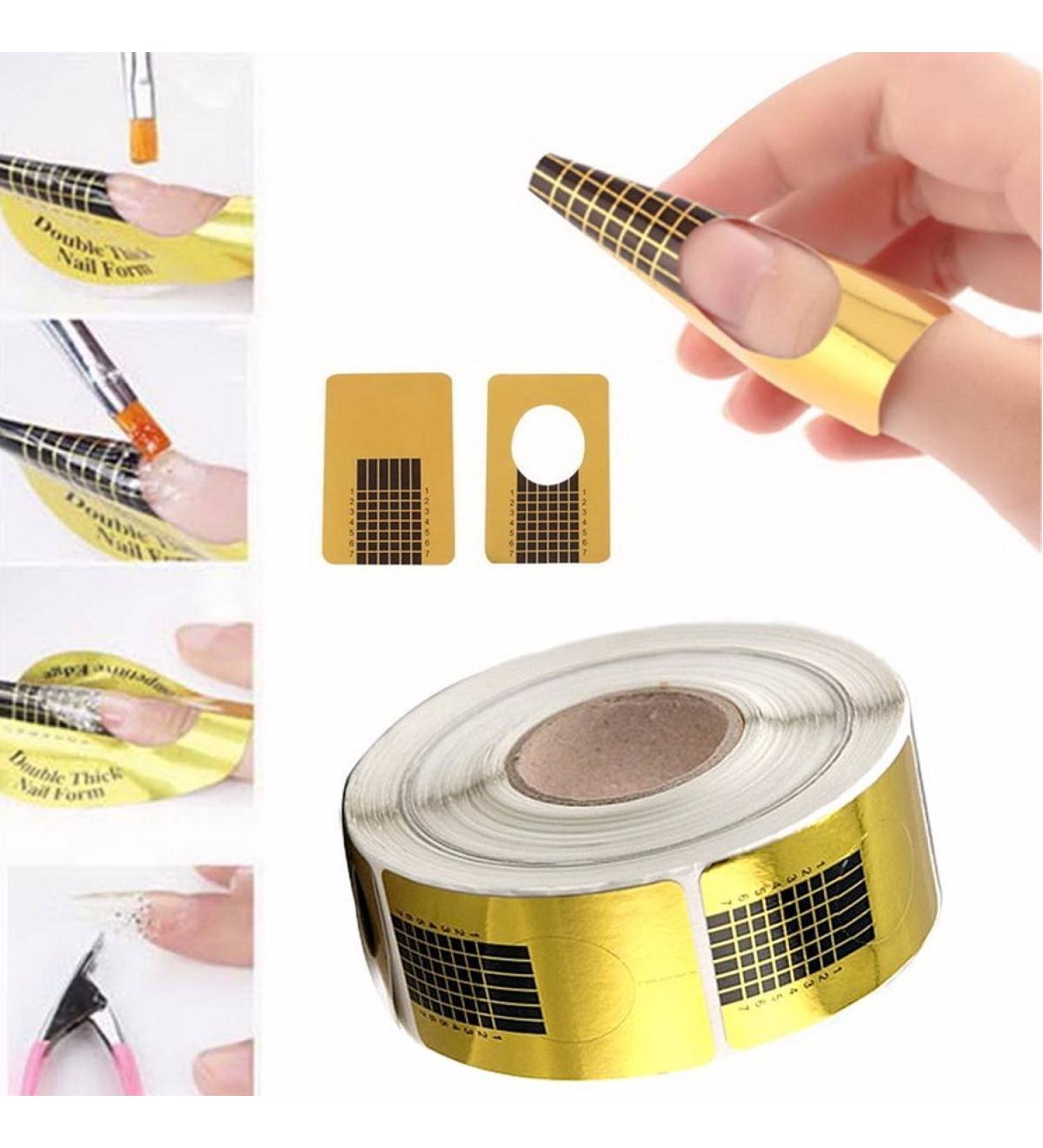 100PCS Nail Art Tips Golden Extension Forms Guide DIY Tool Acrylic UV Gel US - Buy Online on GoSupps.com
