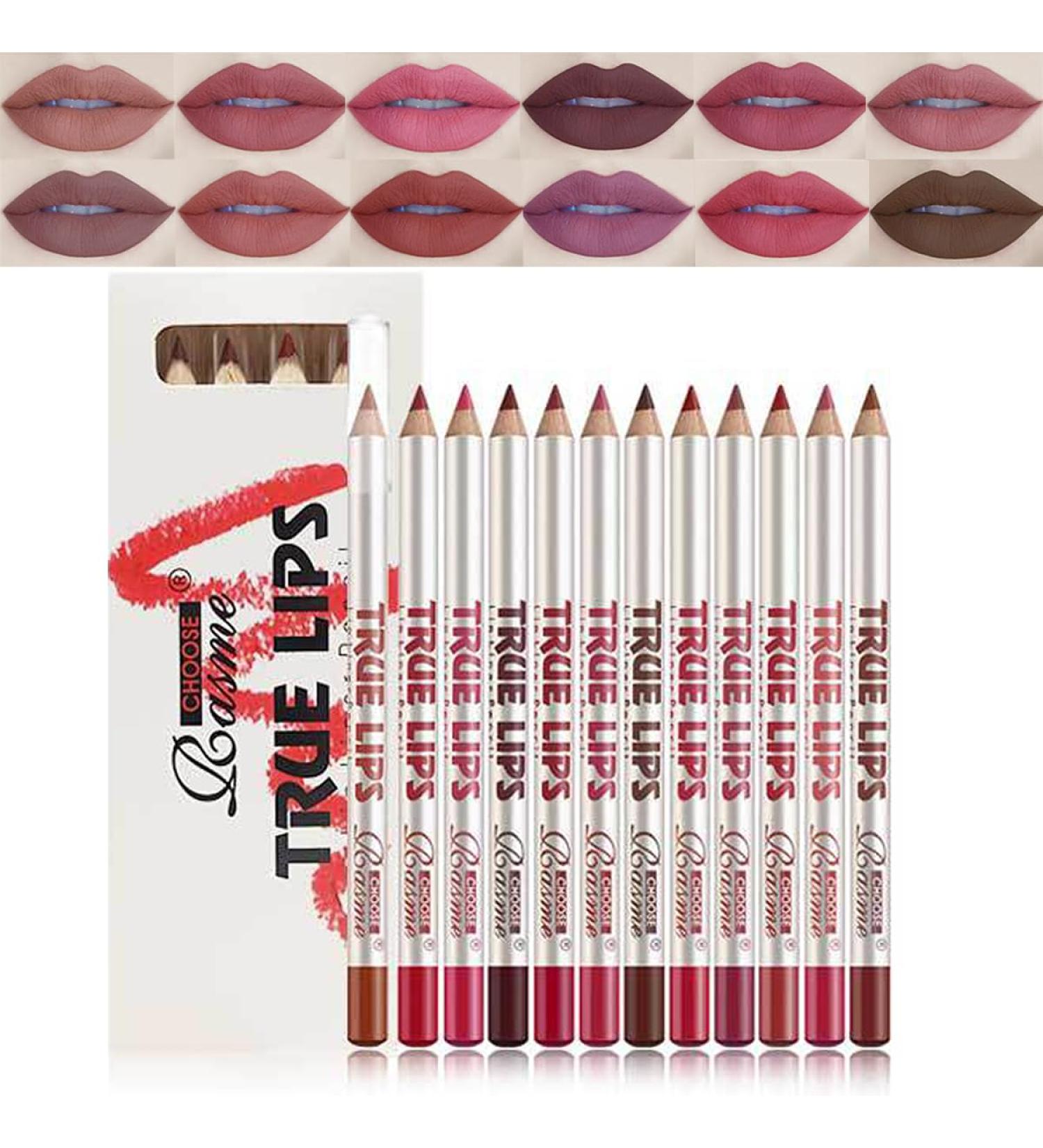 Pakivs Matte Lipstick Set of 12 Colors Long Lasting Waterproof Lipstick Velvet Nude Liner Pencil Pen One Step Lips Makeup Kit for Women - Buy Online on GoSupps.com