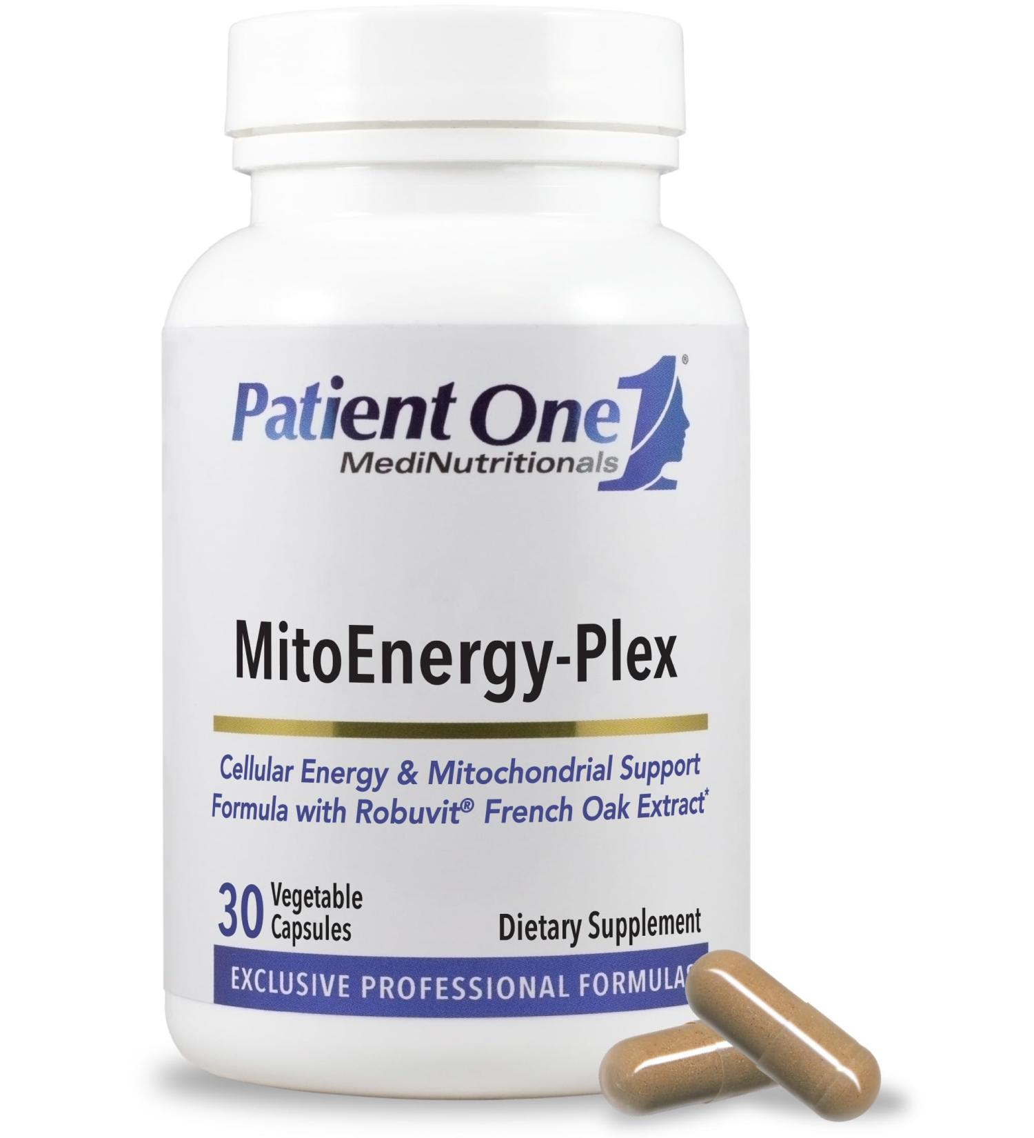 Patient One MitoEnergy-Plex | Supplement to Support Energy Levels and Combat Fatigue | with French Oak Extract Ashwagandha and Panax Ginseng | 30 Capsules - Buy Online on GoSupps.com