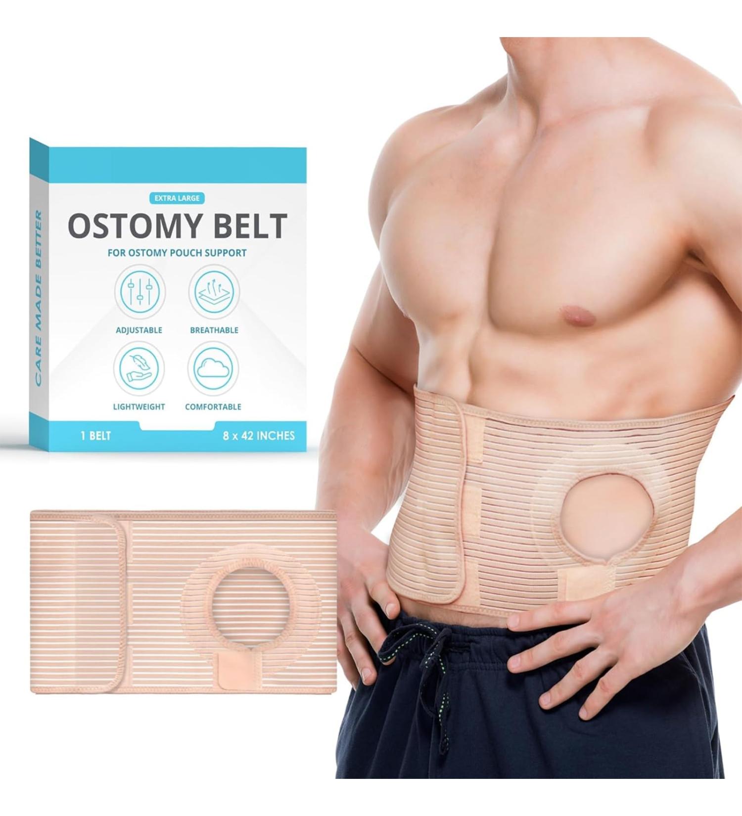 Belt Abdominal Stoma Binder - Adjustable Ileostomy Colostomy Support Belt for Men & Women | Post Operative Hernia Support - X-Large - Buy Online on GoSupps.com