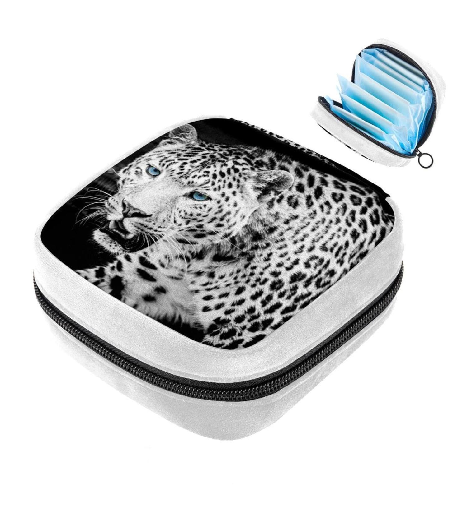 Animal Print Sanitary Napkin Storage Bag - Leopard Print Period Tampon Makeup Pad Pouch - Buy Online on GoSupps.com