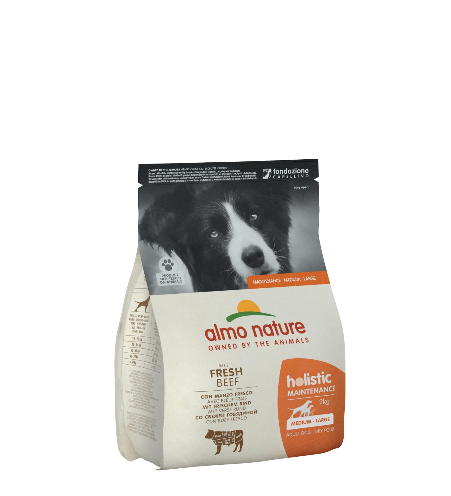 Almo Nature Holistic Maintenance Adult Dog Food with Fresh Beef - 2 kg Bag