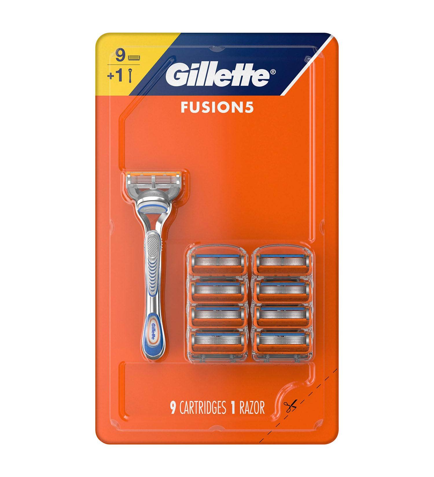 Gillette Fusion5 razor handle for men with 9 replacement blades