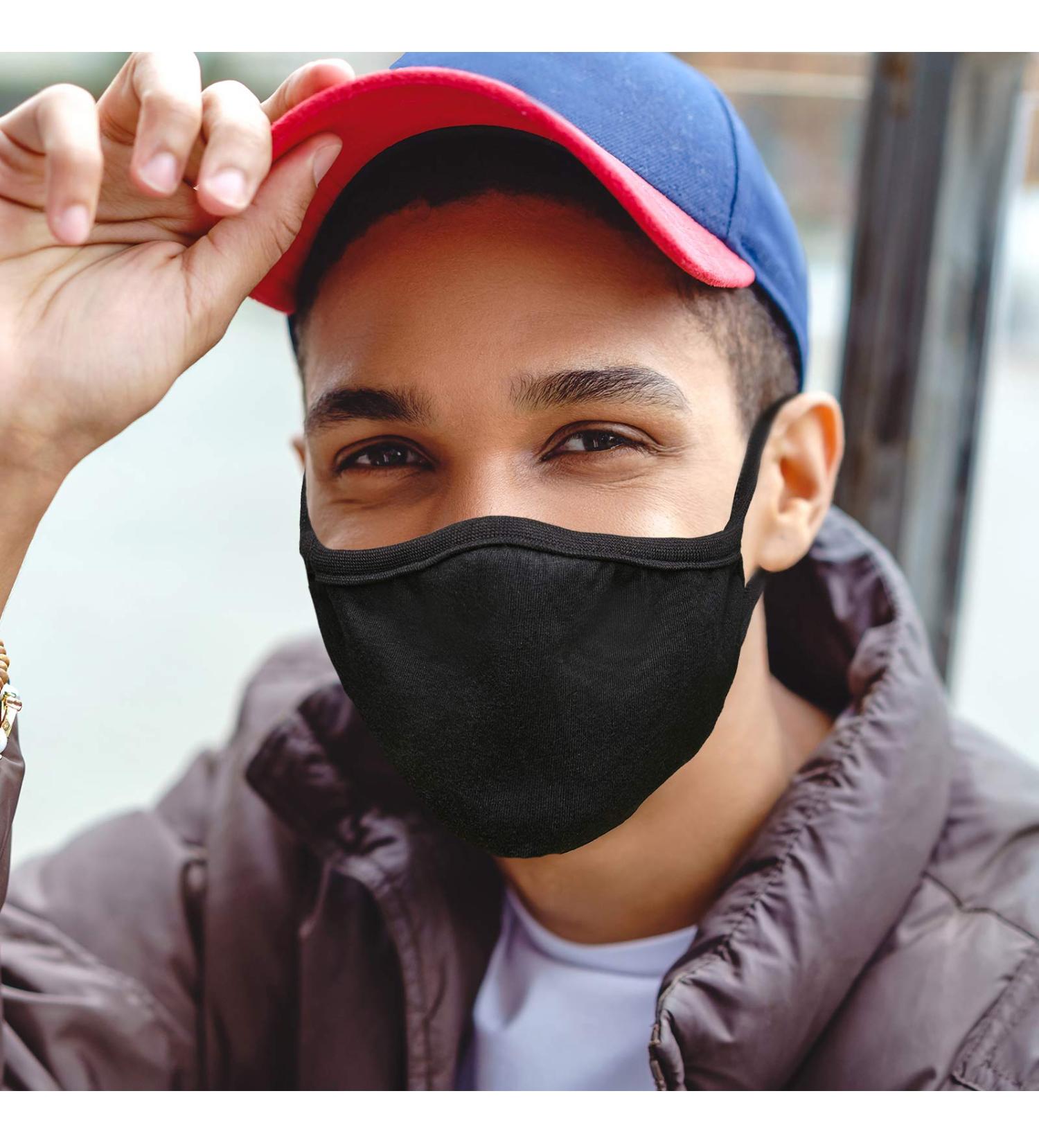 JAGO Washable 2-Layer Facial Mask - 10-Pack Black Cotton Masks for Men & Women with Filter Compartment | Everyday Fabric Community Masks - Buy Online on GoSupps.com