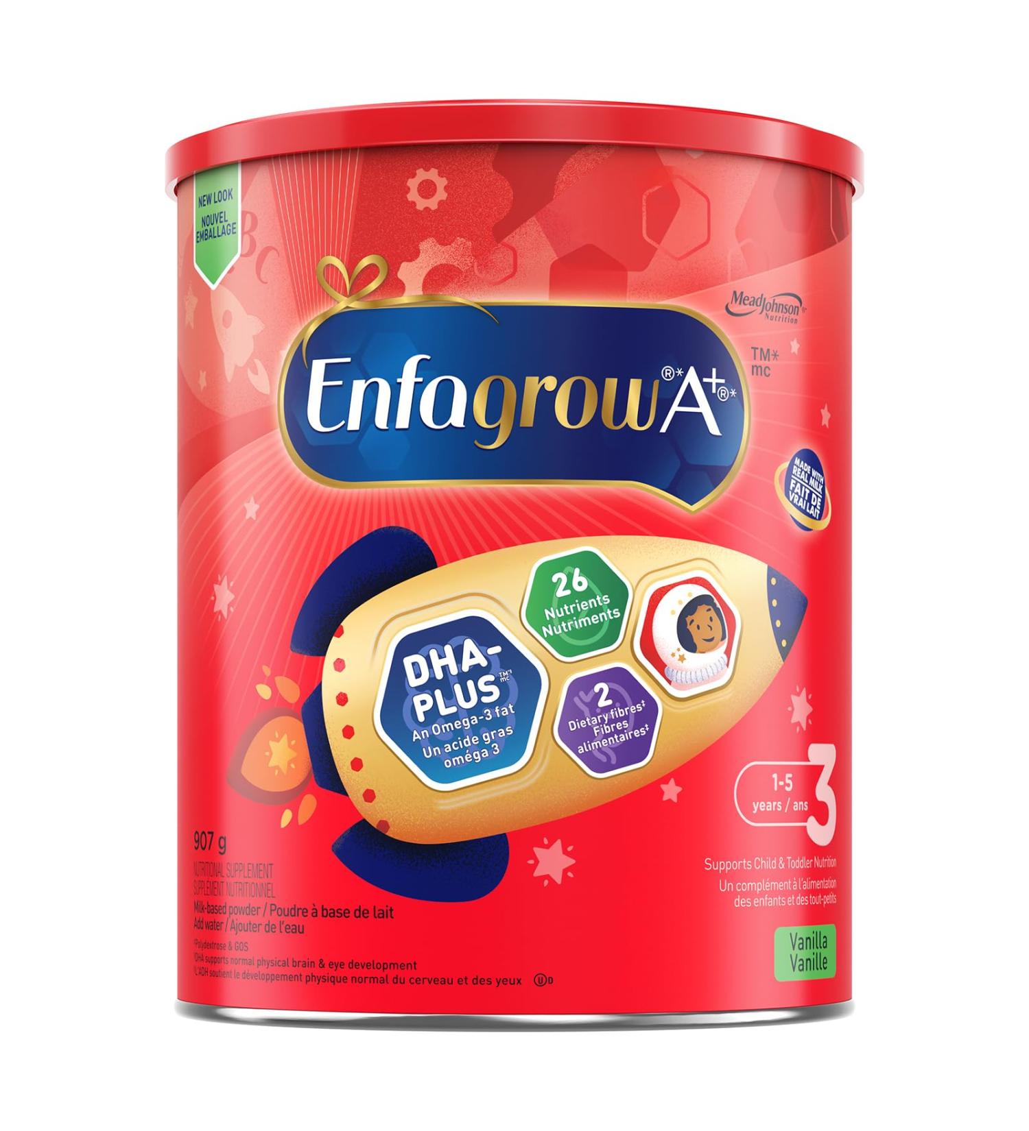 Enfagrow A+ Child & Toddler Nutritional Drink 26 Nutrients including DHA a type of Omega-3 fat Age 1-5 years Vanilla Flavour Powder 907g - Buy Online on GoSupps.com