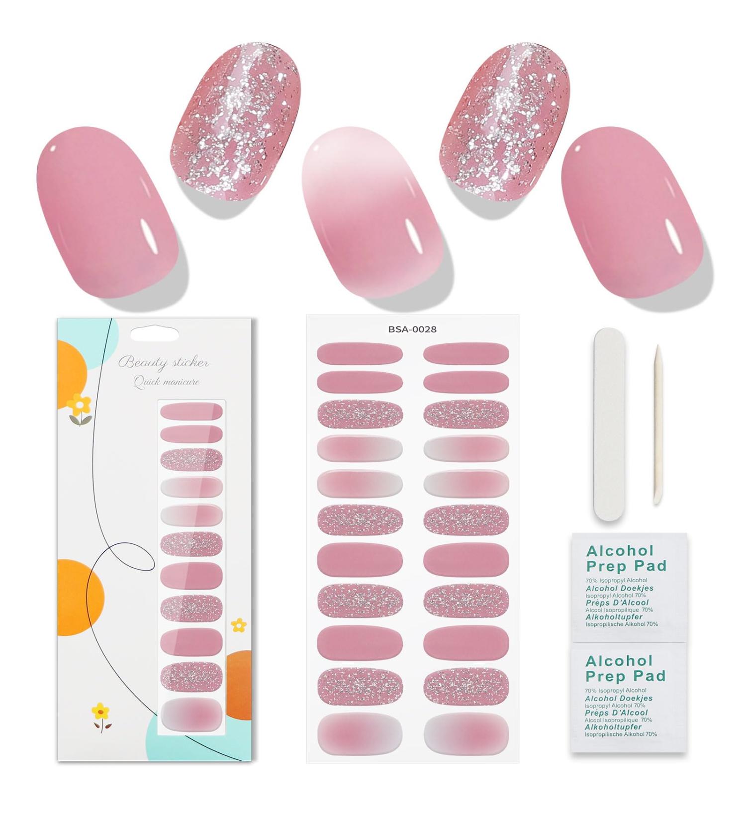 JMEOWIO Pink Glitter Nail Foil - Self-Adhesive Nail Stickers for Stunning Nail Art | International Shipping - Buy Online on GoSupps.com