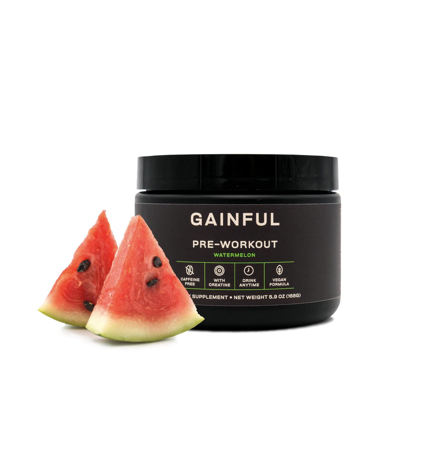 Gainful Caffeine-Free Pre Workout Powder - Watermelon Flavor 14 Servings | Creatine L-Citrulline Beta Alanine & BCAAs for Energy & Muscle Support - International Shipping Available - Buy Online on GoSupps.com