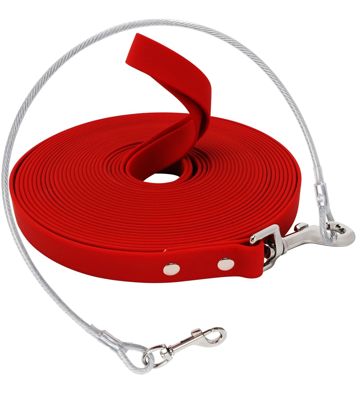 Waterproof Drag Line for Dogs | Chew Proof Tie-Out 3-30m | Durable Training Leash for All Sizes - Red 15m - Buy Online on GoSupps.com