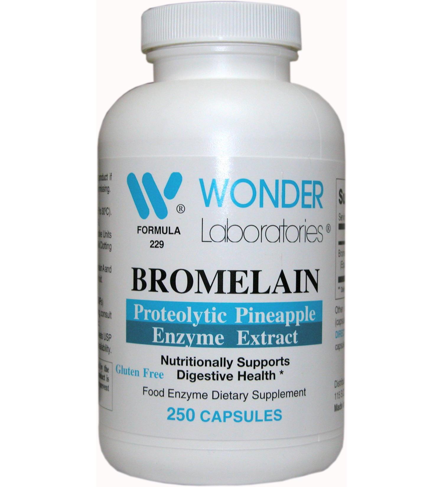 Wonder Labs Bromelain 2000 150mg Proteolytic Pineapple Enzyme Extract Nutritionally Supports Digestive Health - 250 Capsules