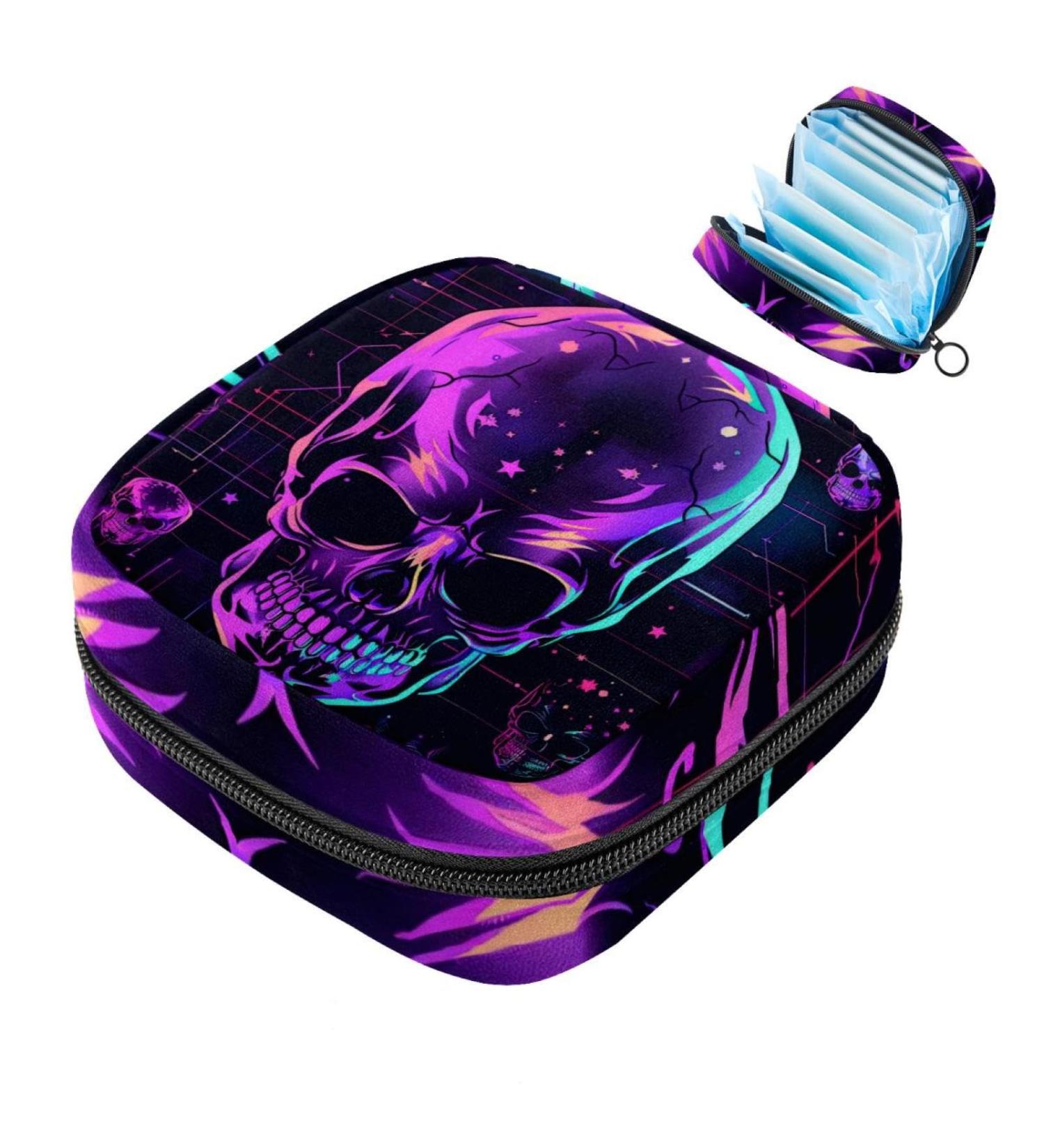 MUOOUM Skull Player Menstrual Pad Bag - Zippered Travel Storage for Tampons & Period Products - Compact 4.7x6.6 in for Women & Girls - Buy Online on GoSupps.com