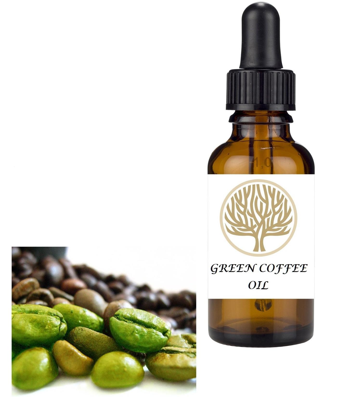 100% NATURAL Green Coffee Virgin Cold Pressed Oil. Mature & Aging Skin Dry Cracked Skin Eczema Psoriasis and Other Skin Conditions Dry& Brittle and Damaged Hair Lip Care (30ml)