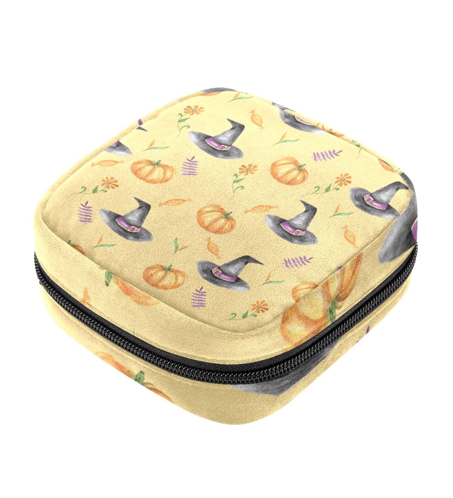 Halloween Pattern Menstrual Cup Pouch - Portable Sanitary Napkin Pad Storage Bag - Buy Online on GoSupps.com