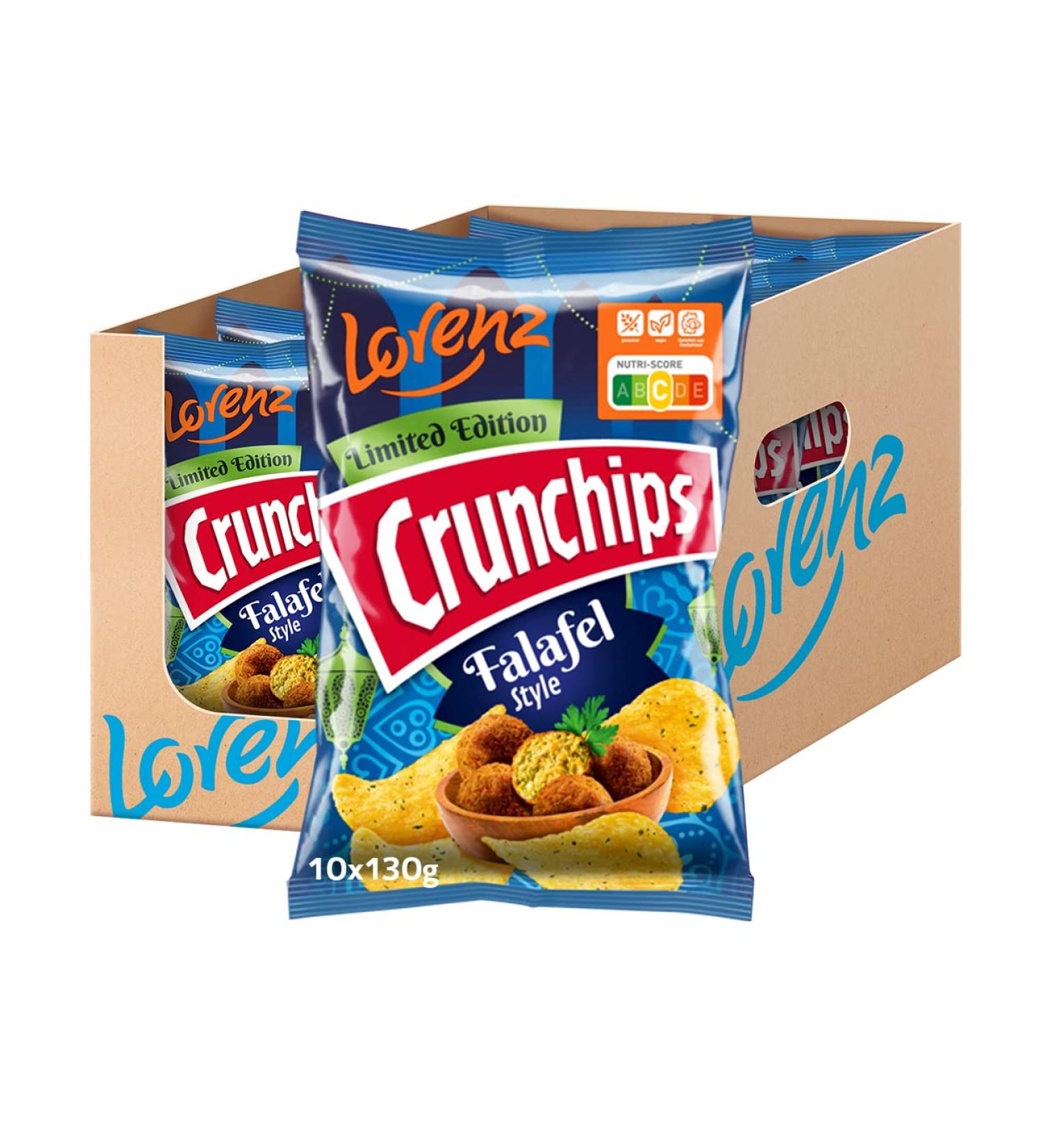 Lorenz Snack World Crunchips Falafel - Pack of 10 (10 x 130g) | Crispy & Flavorful International Snack - Buy Online on GoSupps.com