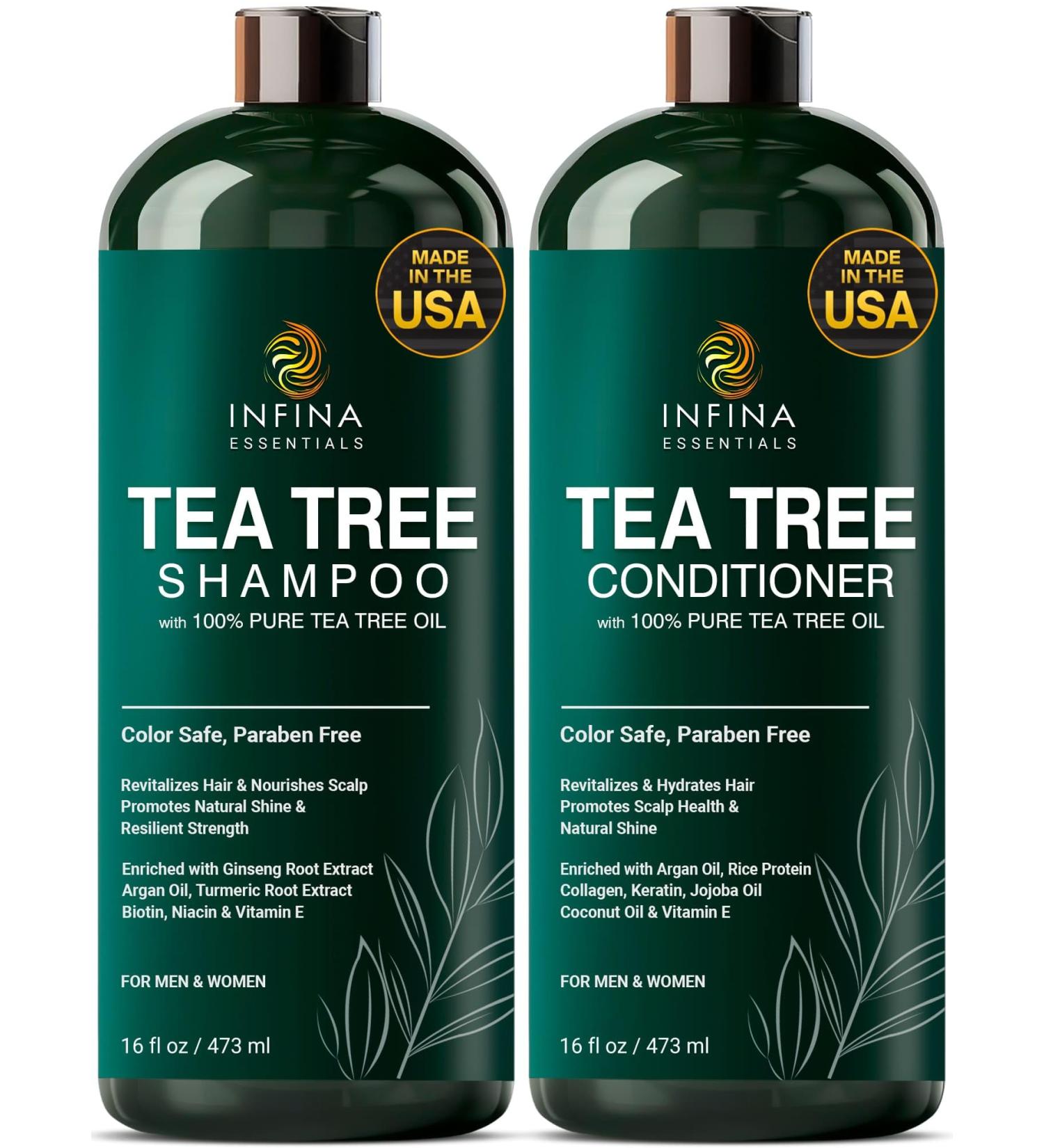 Tea Tree Shampoo & Conditioner Set - Deep Cleansing Strengthening & Shine for Dry Scalp - 16 fl oz - For Men & Women - International Shipping Available - Buy Online on GoSupps.com