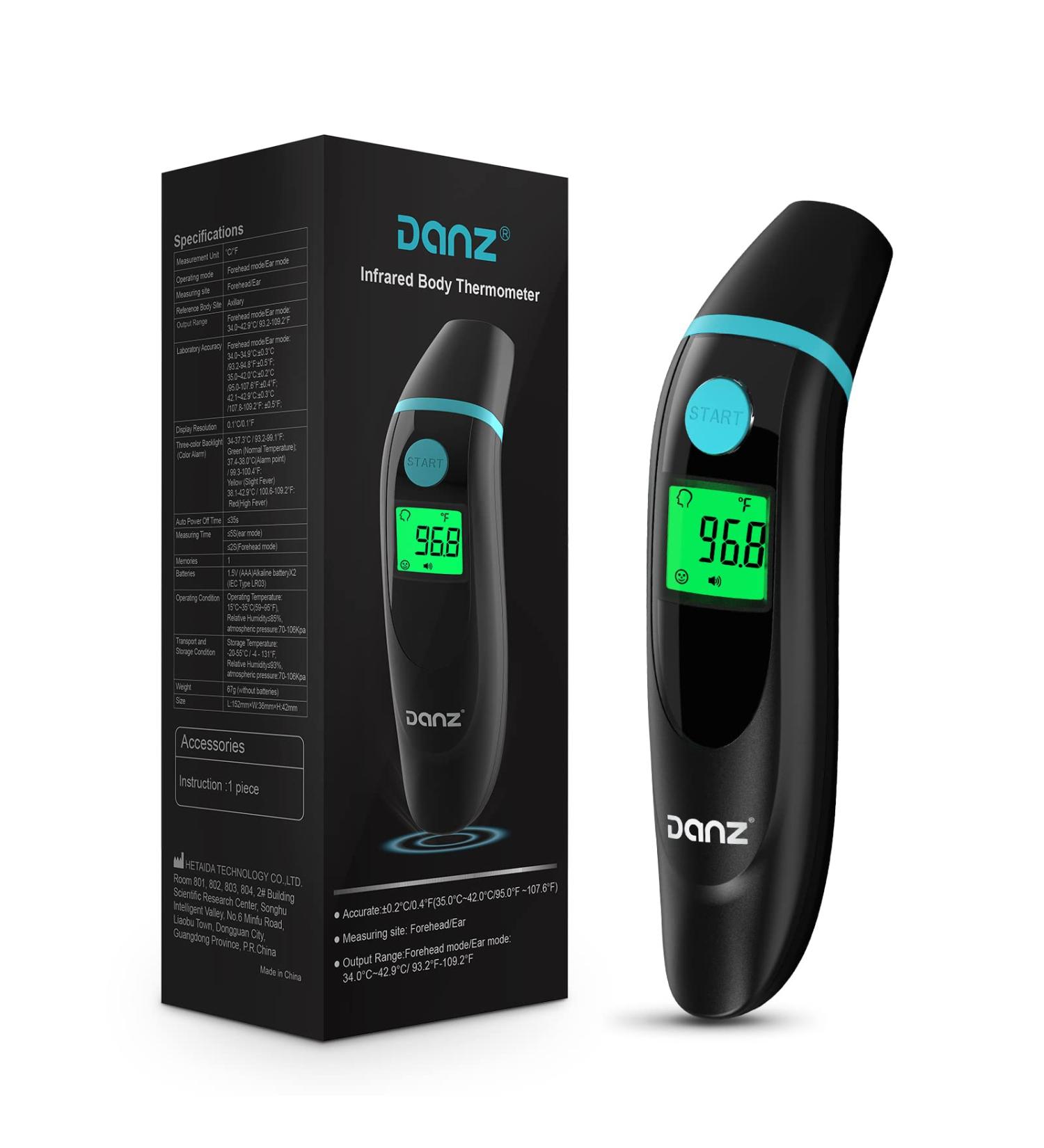 Forehead and Ear Thermometer for Adults and Kids - No Touch Digital Thermometer with Fever Alarm - Fast, Reliable, and Accurate - Black - Buy Online on GoSupps.com