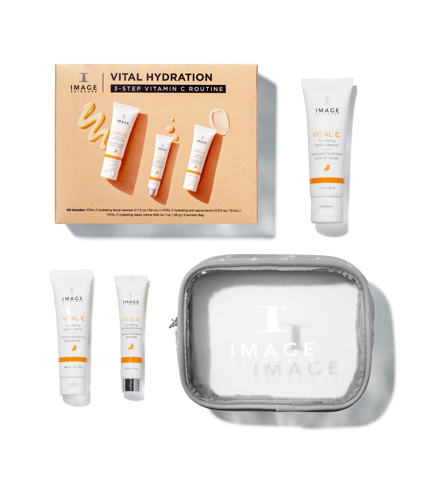 IMAGE Skincare Vital Hydration 3-Step Vitamin C Routine | Anti-Aging Hyaluronic Acid For Dry & Dull Skin | 3 Piece Set - International Shipping - Buy Online on GoSupps.com