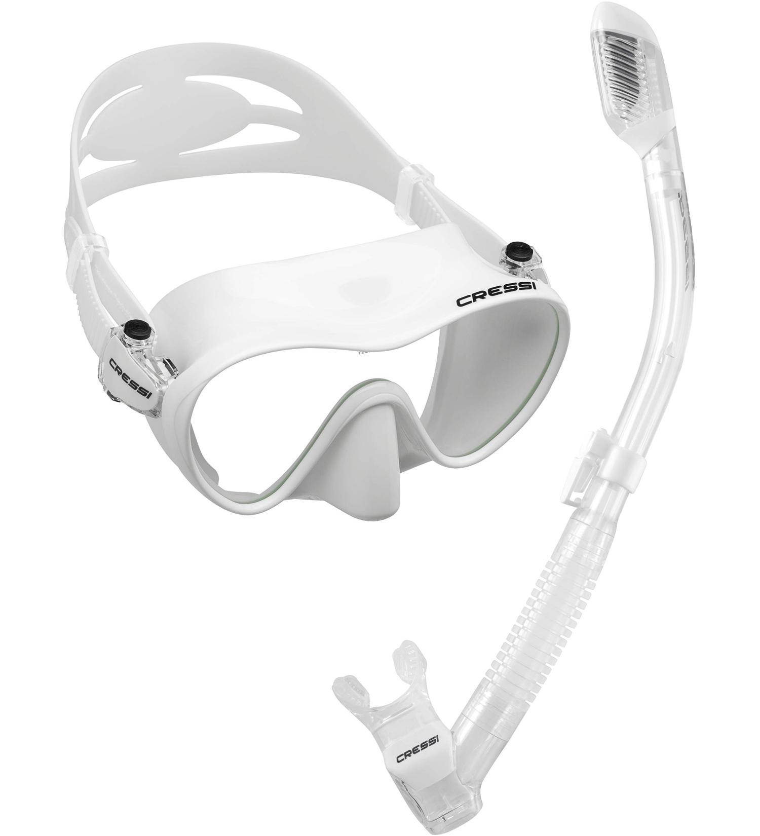 Cressi Scuba Diving Snorkeling Kit - Freediving Mask Dry Snorkel - Frameless Supernova Dry Set | White, One Size - Buy Online on GoSupps.com