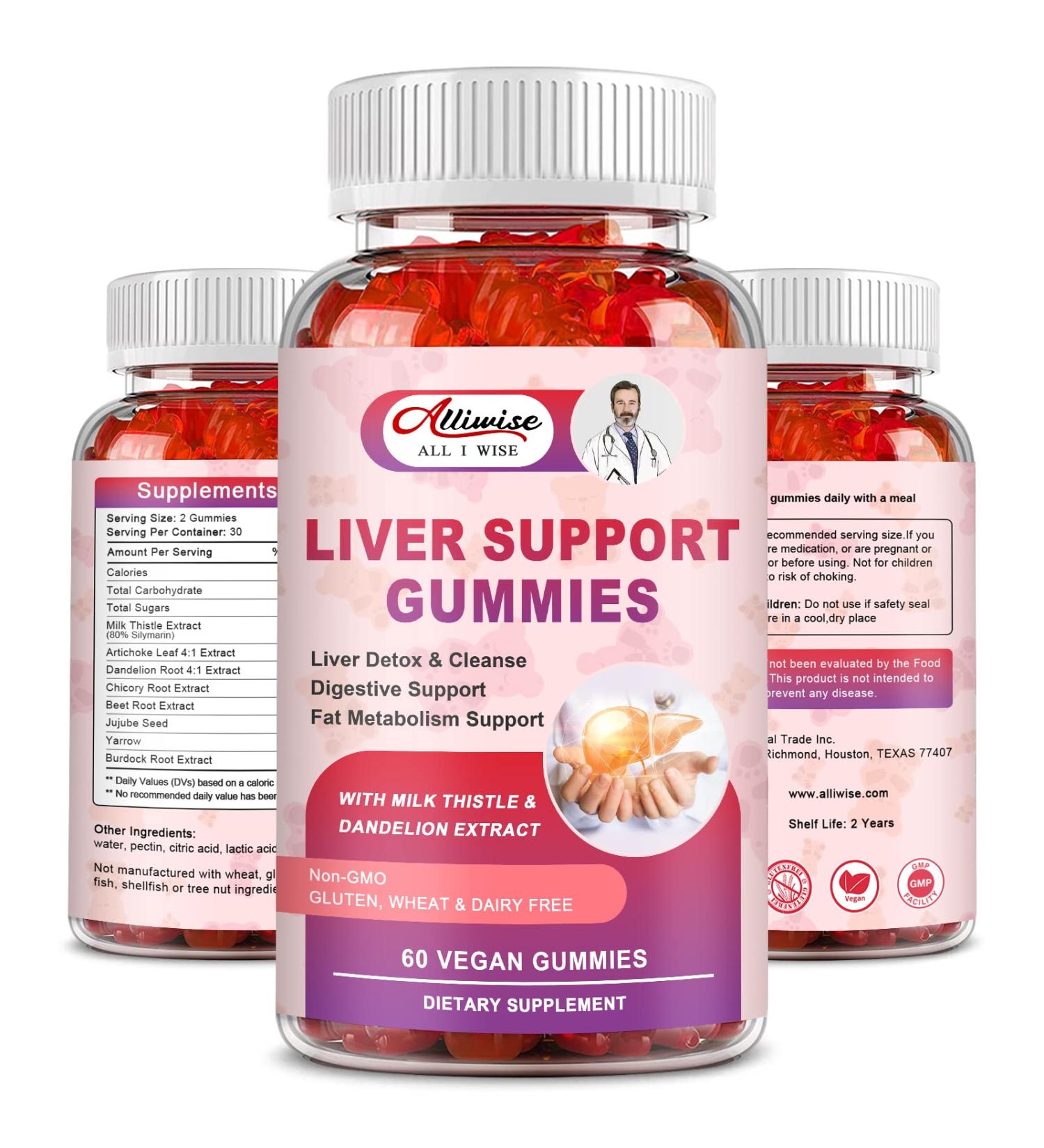 Liver Support Gummies with Milk Thistle & Dandelion Extract - Liver Cleanse Detox Formula - Buy Online on GoSupps.com
