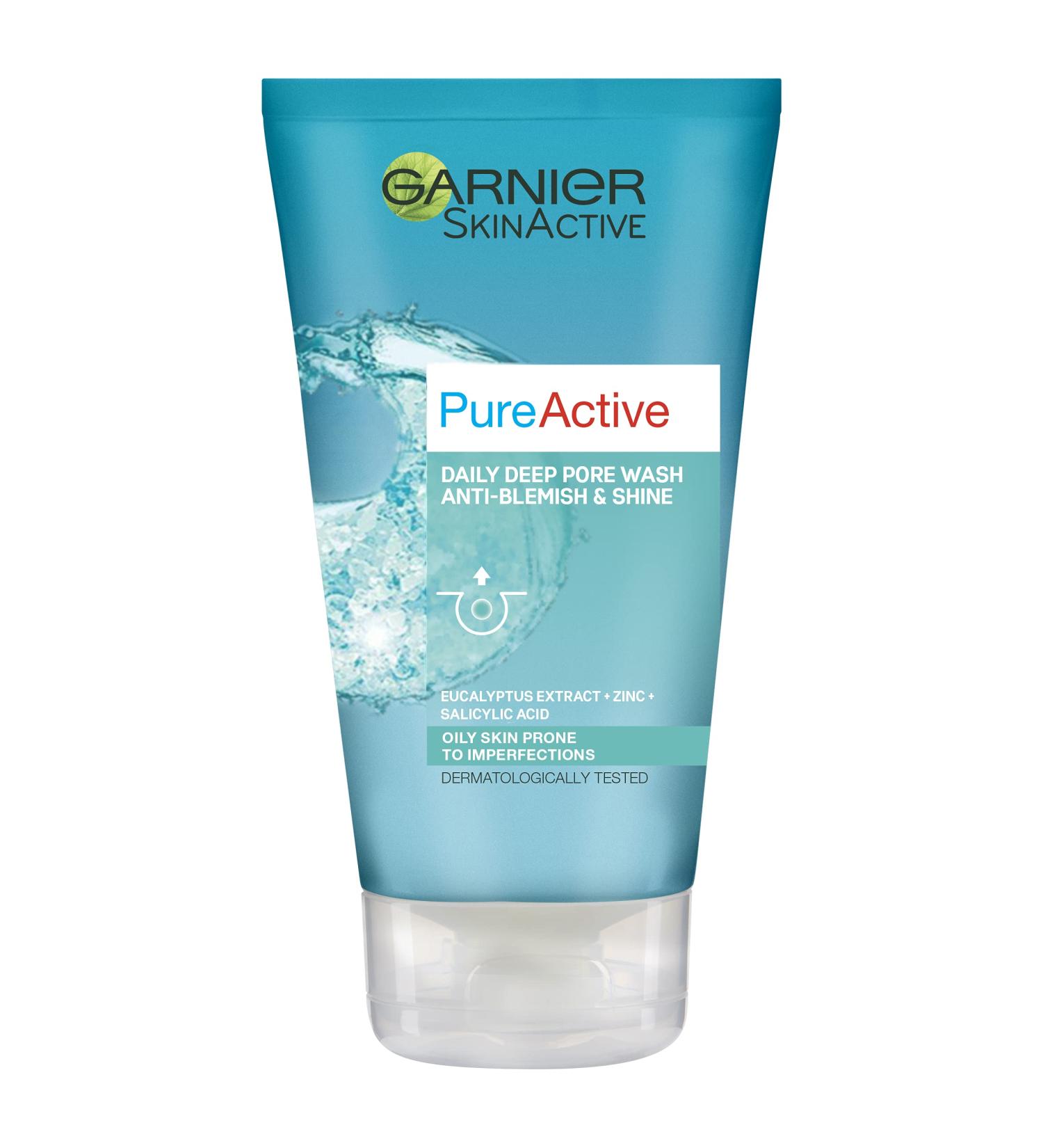 Garnier Pure Active Anti-Blackhead Deep Pore Face Wash 150ml - Oily Skin Cleanser with Zinc & Salicylic Acid - Unclogs Pores & Reduces Blackheads - Buy Online on GoSupps.com