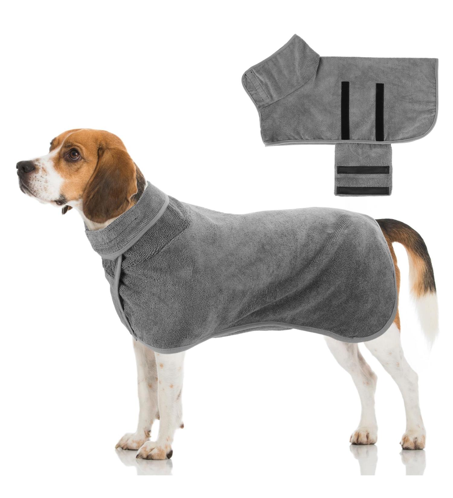 Jostift Microfiber Dog Bathrobe - Absorbent Bathing Towel for All Dog Sizes | Adjustable Straps for Comfort - Gray Medium - Buy Online on GoSupps.com