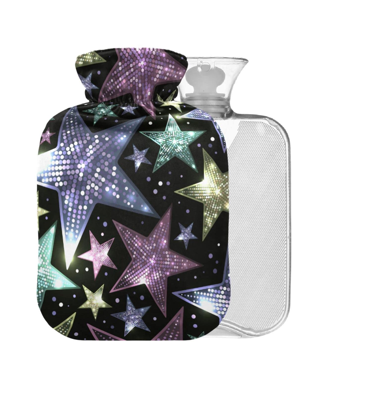 Holiday Shiny Sparkles 1L Hot Water Bottle with Cover - BPA Free Small Heat & Cold Compress for Pain Relief - Buy Online on GoSupps.com