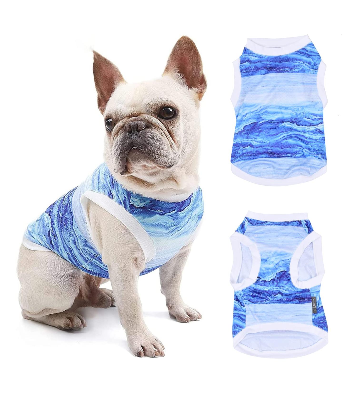 Nivofu Summer Dog Shirt | Cooling Vest for Dogs | Soft & Breathable UV Protection Pet T-Shirt | Blue Sleeveless Vest for Small & Medium Dogs/Cats (L) - Buy Online on GoSupps.com