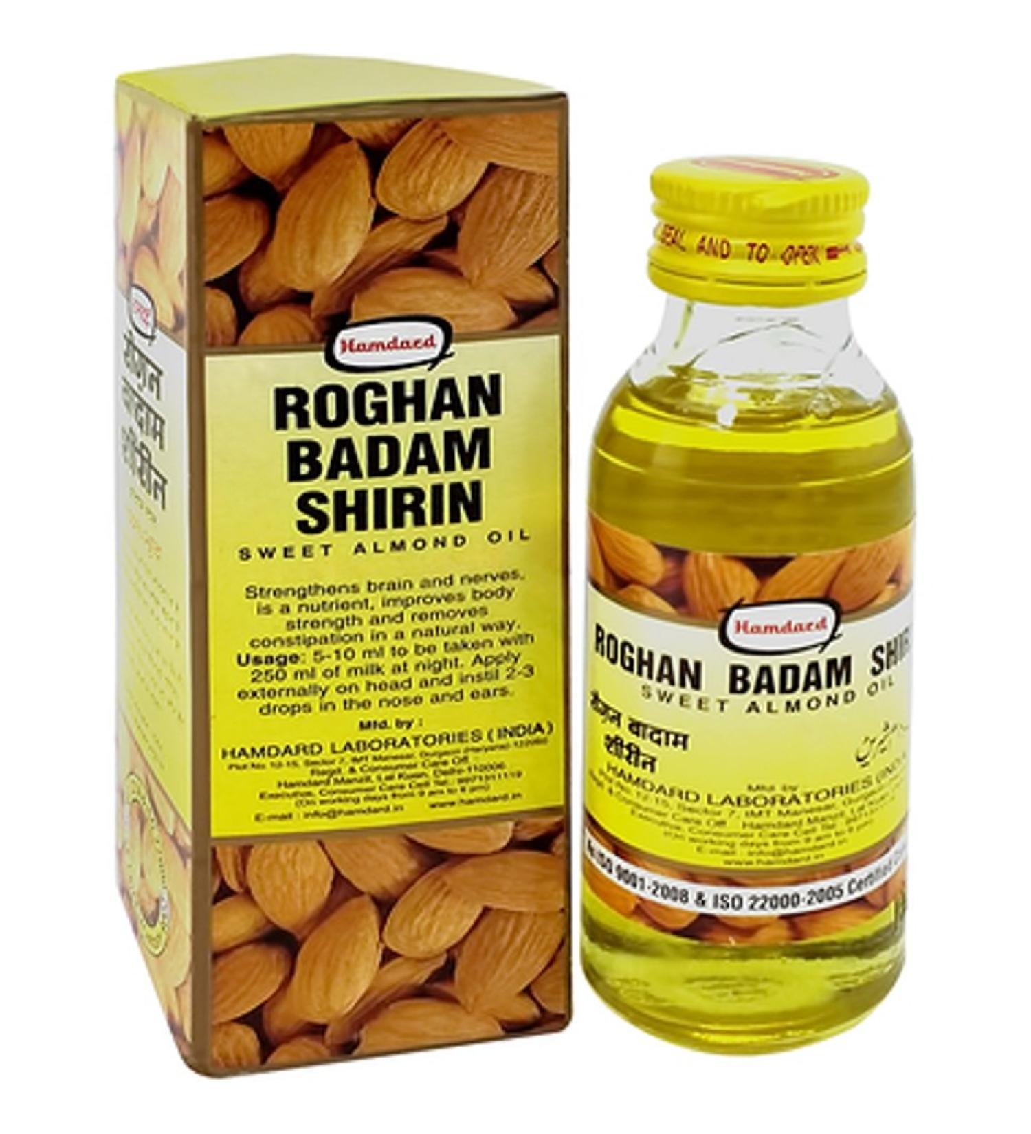 Hamdard Rogan Badam Shirin Sweet Almond 100% Pure 50ml Relieves Tension Good for Heart Relieves constipation Fights Dandruff by Hamdard (India)