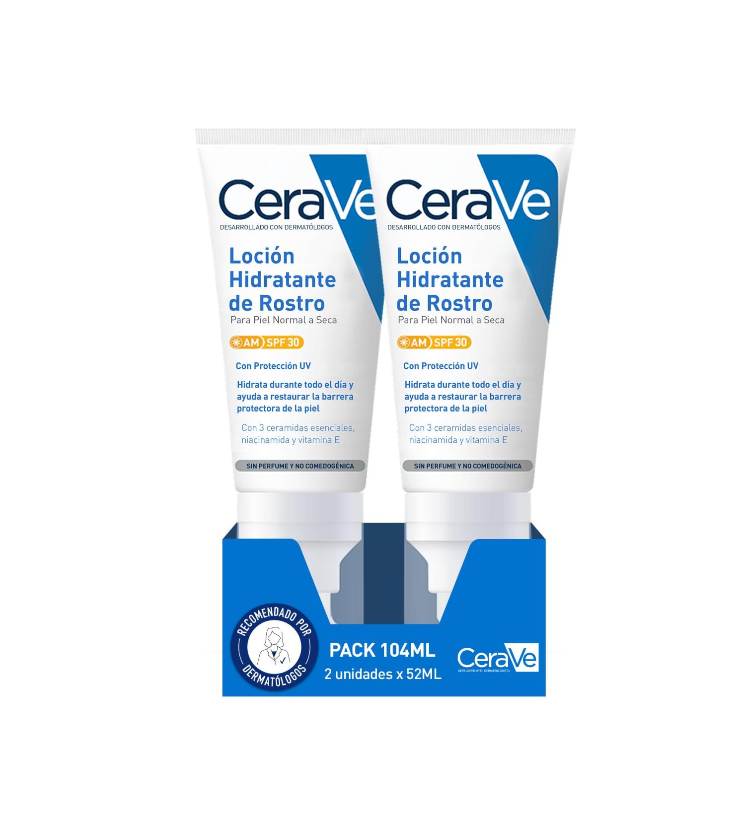 CeraVe CeraVe Moisturizing Face Lotion SPF 30 2x52ml Normal to Dry Skin Moisturizing and UVB/UVA Protection Enriched with Ceramides 52ml
