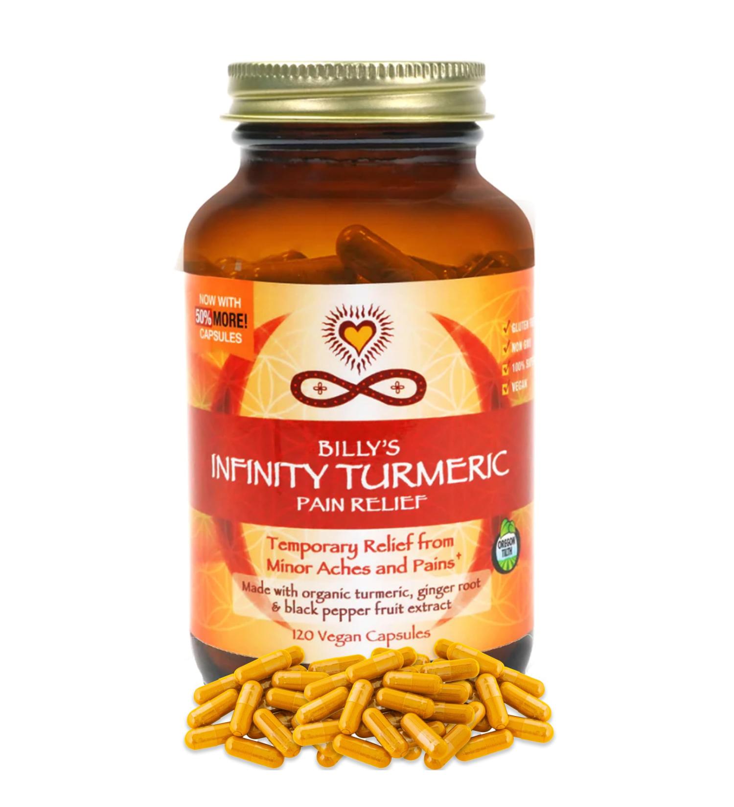 Infinity Turmeric Capsules High Potency Curcumin Supplement USDA Certified Organic Supplement with Black Pepper and Ginger Raw Vegan Gluten Free - Buy Online on GoSupps.com
