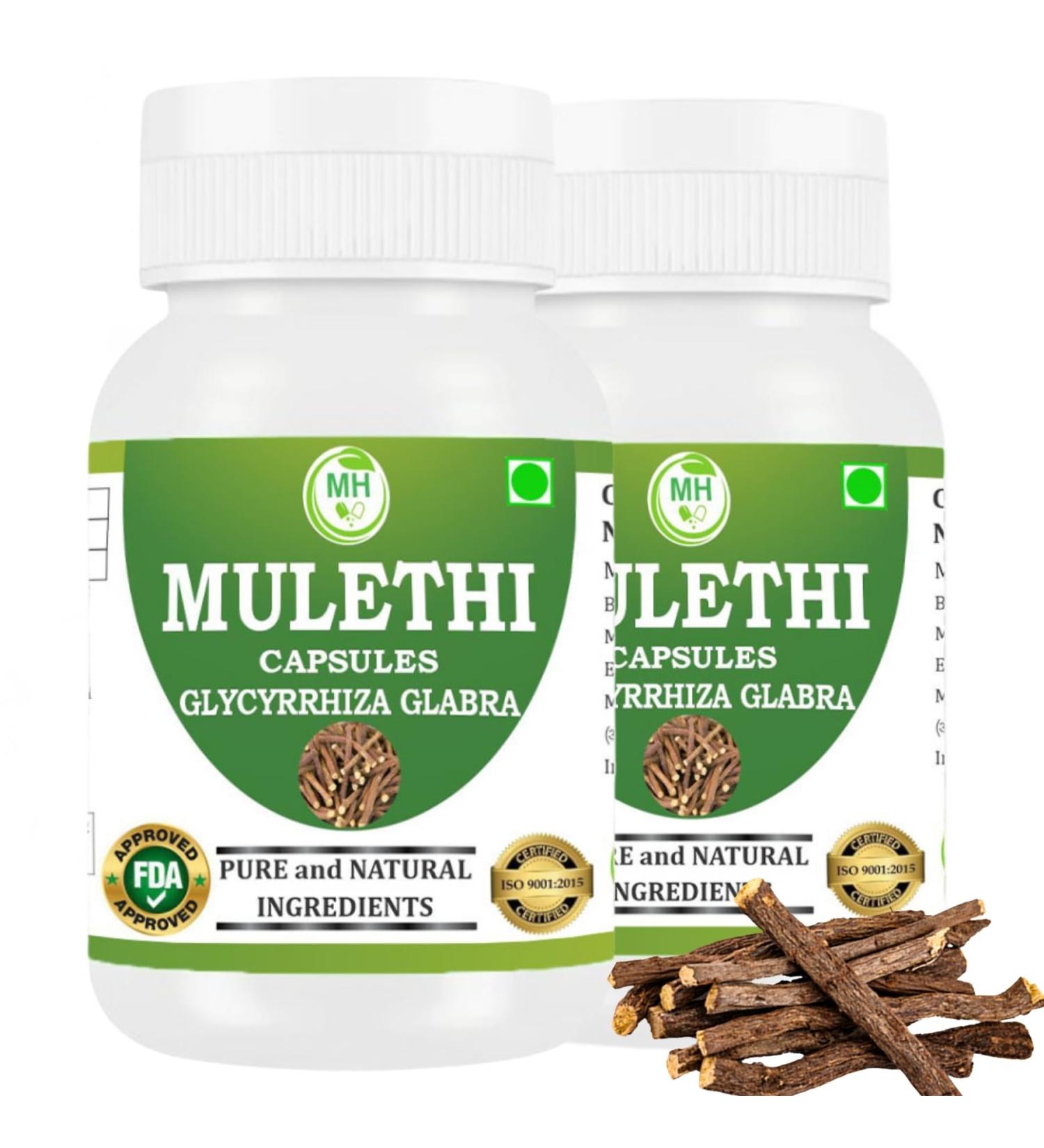 Morsan Healthcare Mulethi Capsules | Pure Licorice Root Extract | Herbal Supplement for Wellness & Digestion | Natural & Vegan Capsules | Pack of 2 - Buy Online on GoSupps.com