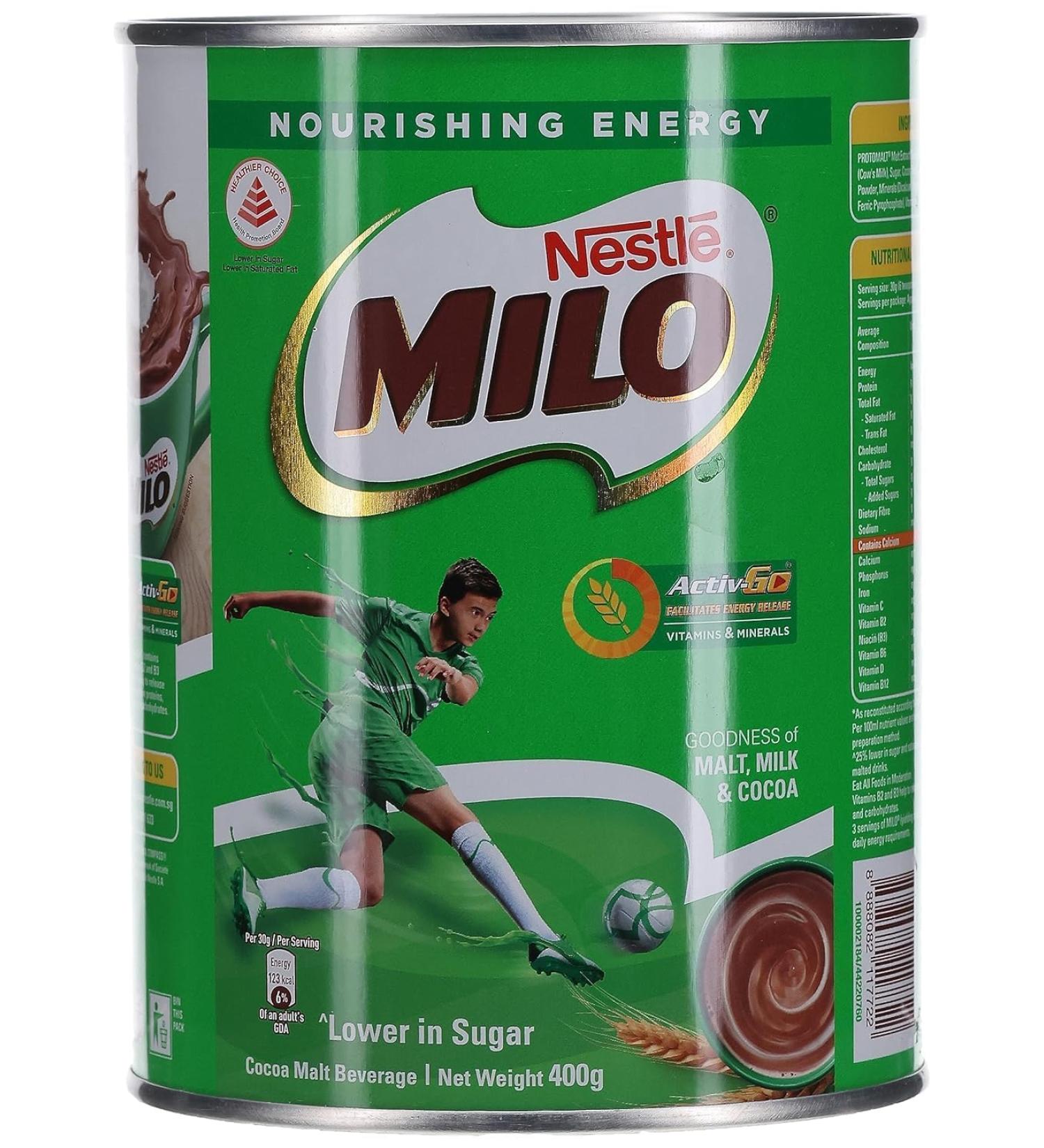 Nestl MILO Lot de 2 boissons instantan es 400 g avec cacao et malt d'orge Riche en vitamines et min raux id ale pour une pr paration rapide d licieux coup de pied nerg tique avec autocollant 400 g (Lot de 1) - Buy Online on GoSupps.com