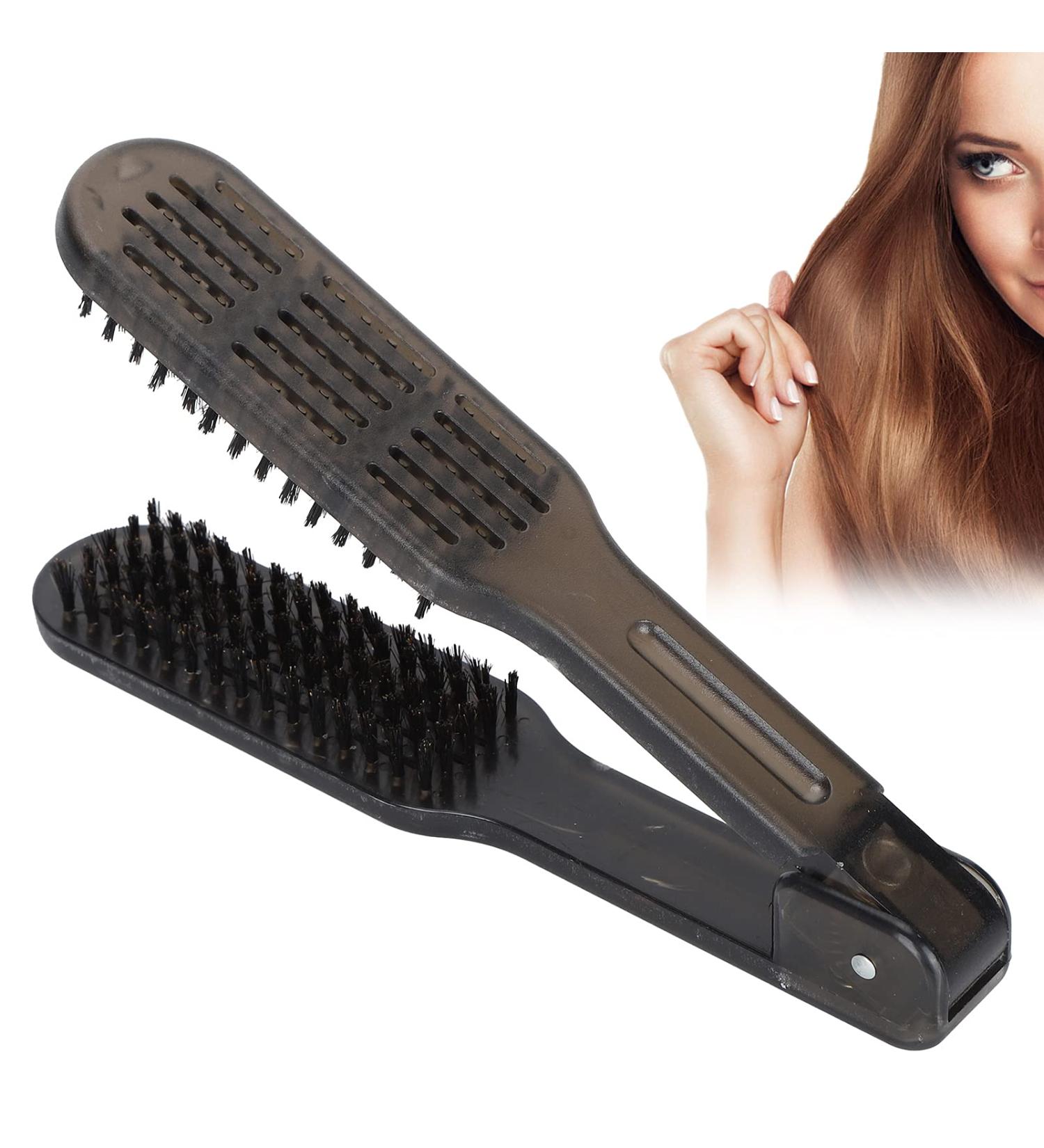 Qivine Clamp Hair Brush Straightener | Double-Sided Anti-Static Brush for Effortless Smoothing & Straightening - Ideal for Women - Buy Online on GoSupps.com