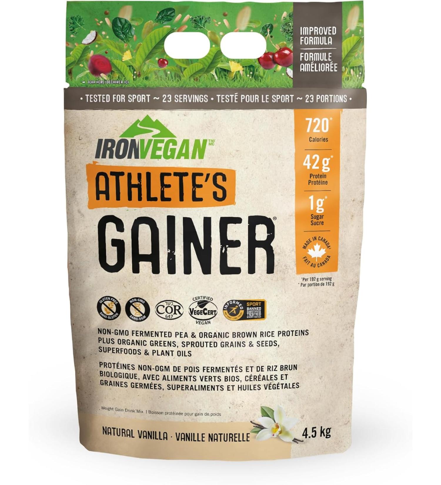 Iron Vegan - Athlete's Gainer Vanilla  10 lbs (4.5 kg) - Buy Online on GoSupps.com
