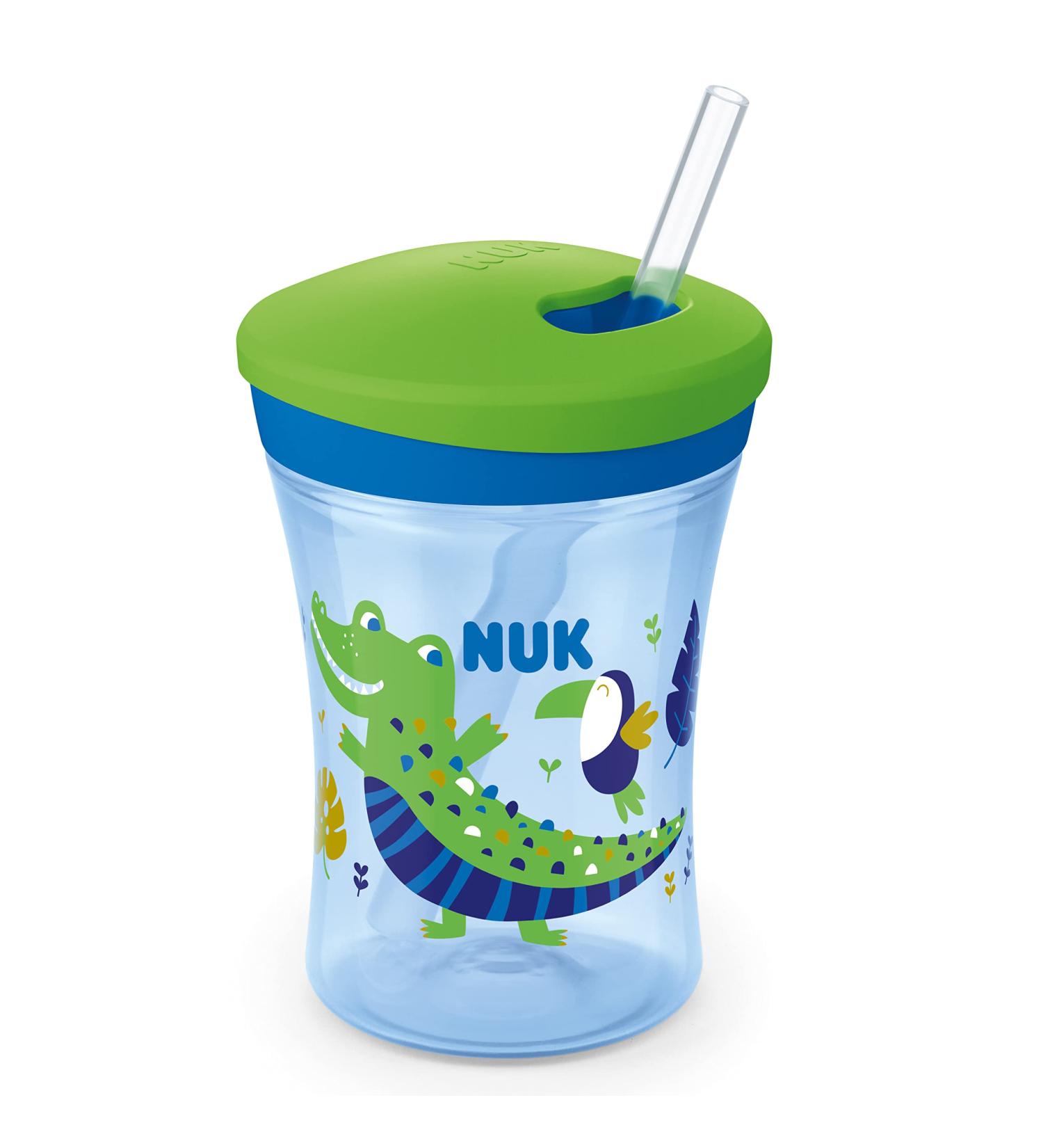 NUK Action Cup Toddler 12+ Months | Chameleon Effect | Leak-Proof Straw Cup | BPA-Free | Crocodile Green 230ml - Buy Online on GoSupps.com