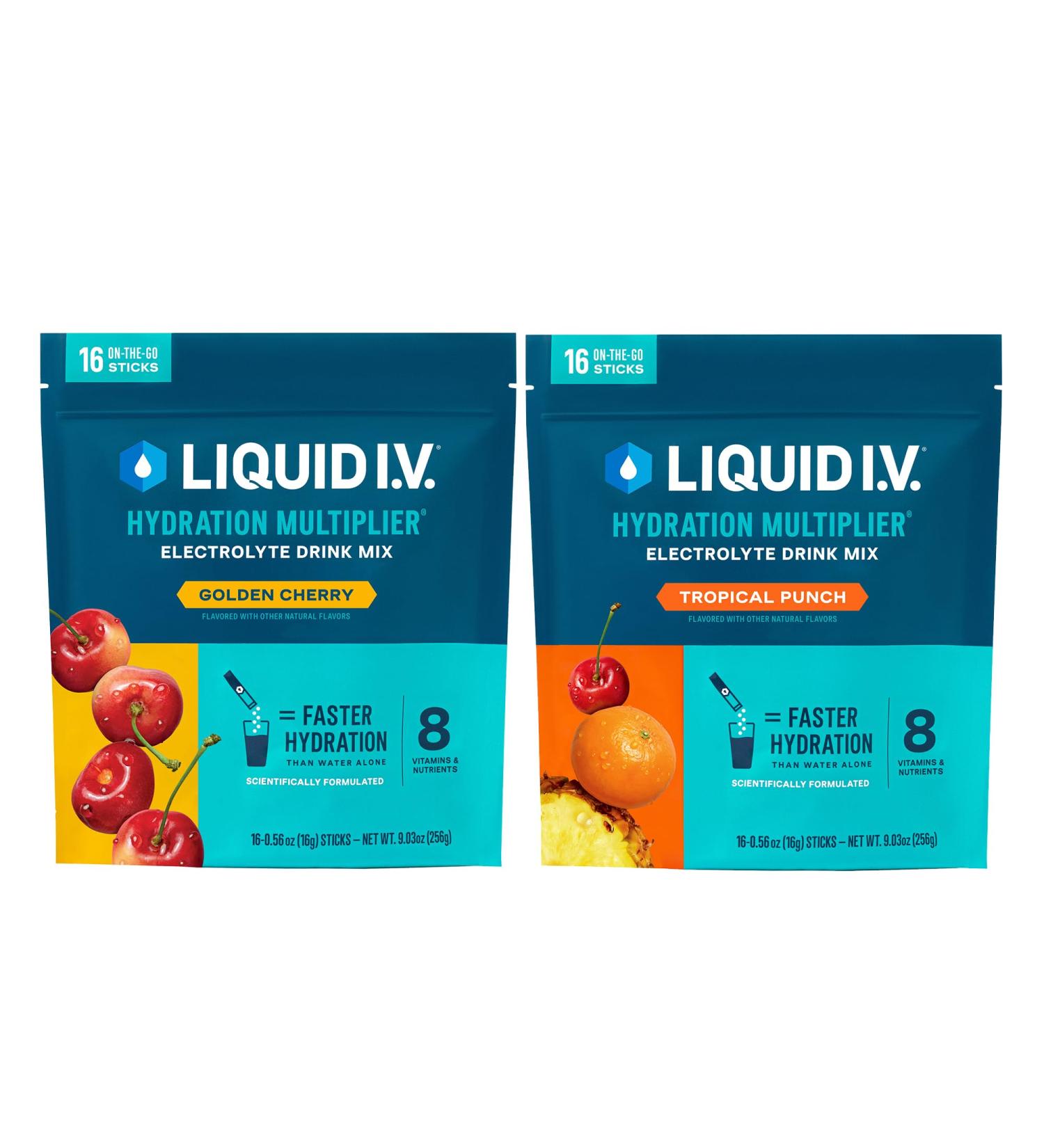 Liquid I.V. Hydration Multiplier - Fruit Lovers - Golden Cherry + Passion Fruit - 2 Pack (16 Servings) - Buy Online on GoSupps.com