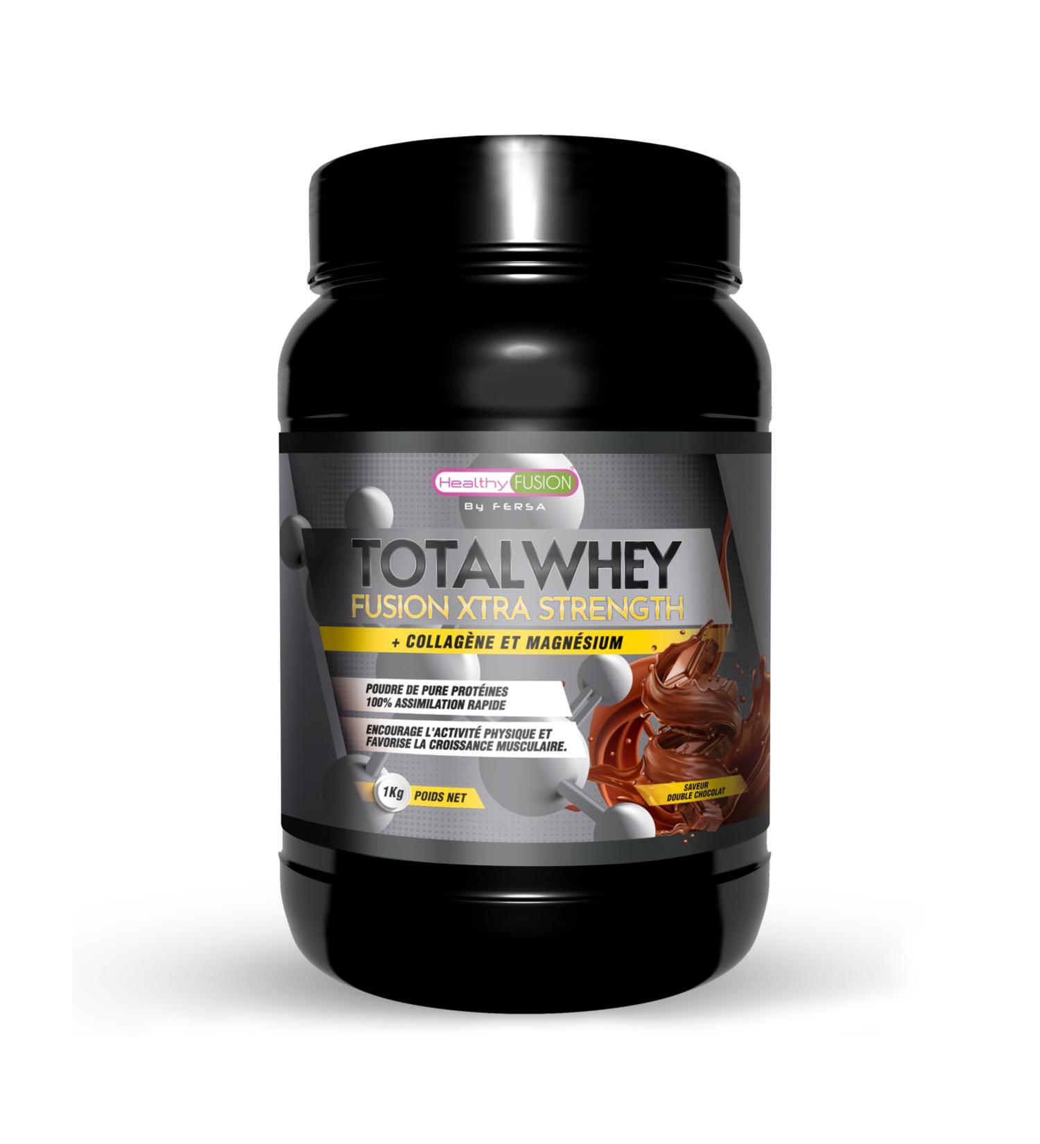 Healthy FUSION Whey Protein Collagen and Magnesium | Rapid Assimilation | Increases Muscle Mass | Improves Your Sports Training and Promotes Muscle Recovery Chocolate 1000g - Buy Online on GoSupps.com