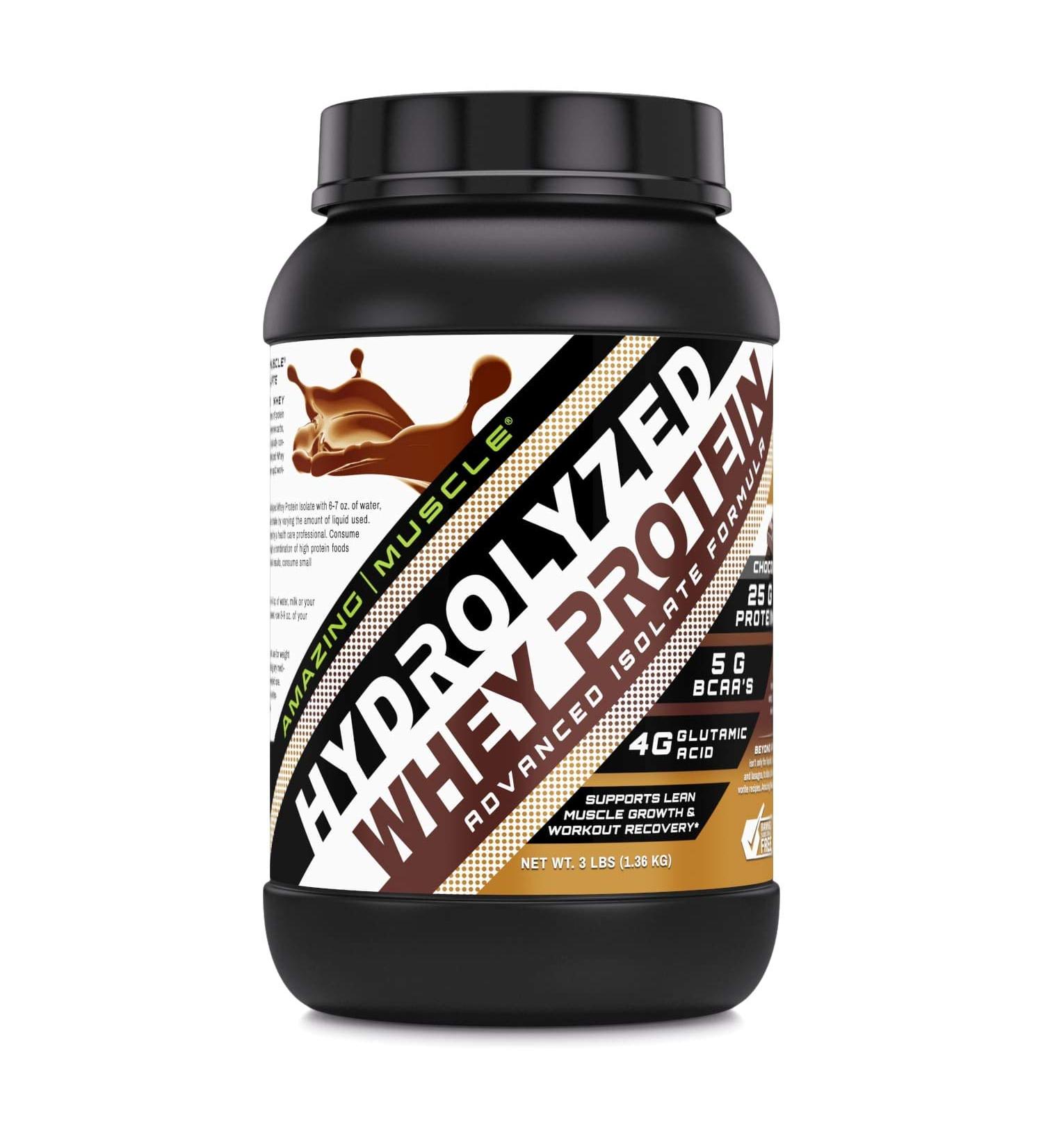 Amazing Muscle Ultra Pure Hydrolyzed Whey Protein Isolate * Supports Lean Muscle Growth & Rapid Recovery (Chocolate) - Buy Online on GoSupps.com