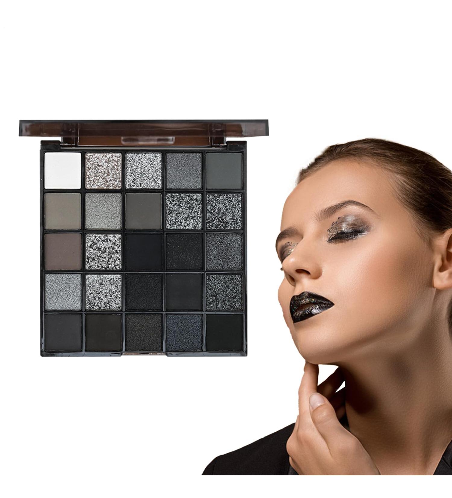 Dark Eyeshadow Palette Black Eyeshadow 25 Colors Matte Shimmer Black Smoky Eyeshadow Pow Dashadow Gossy Kusmoky r a Delicate UnEye Kit Cool Tint Eyeshadow for Women Girls - Buy Online on GoSupps.com
