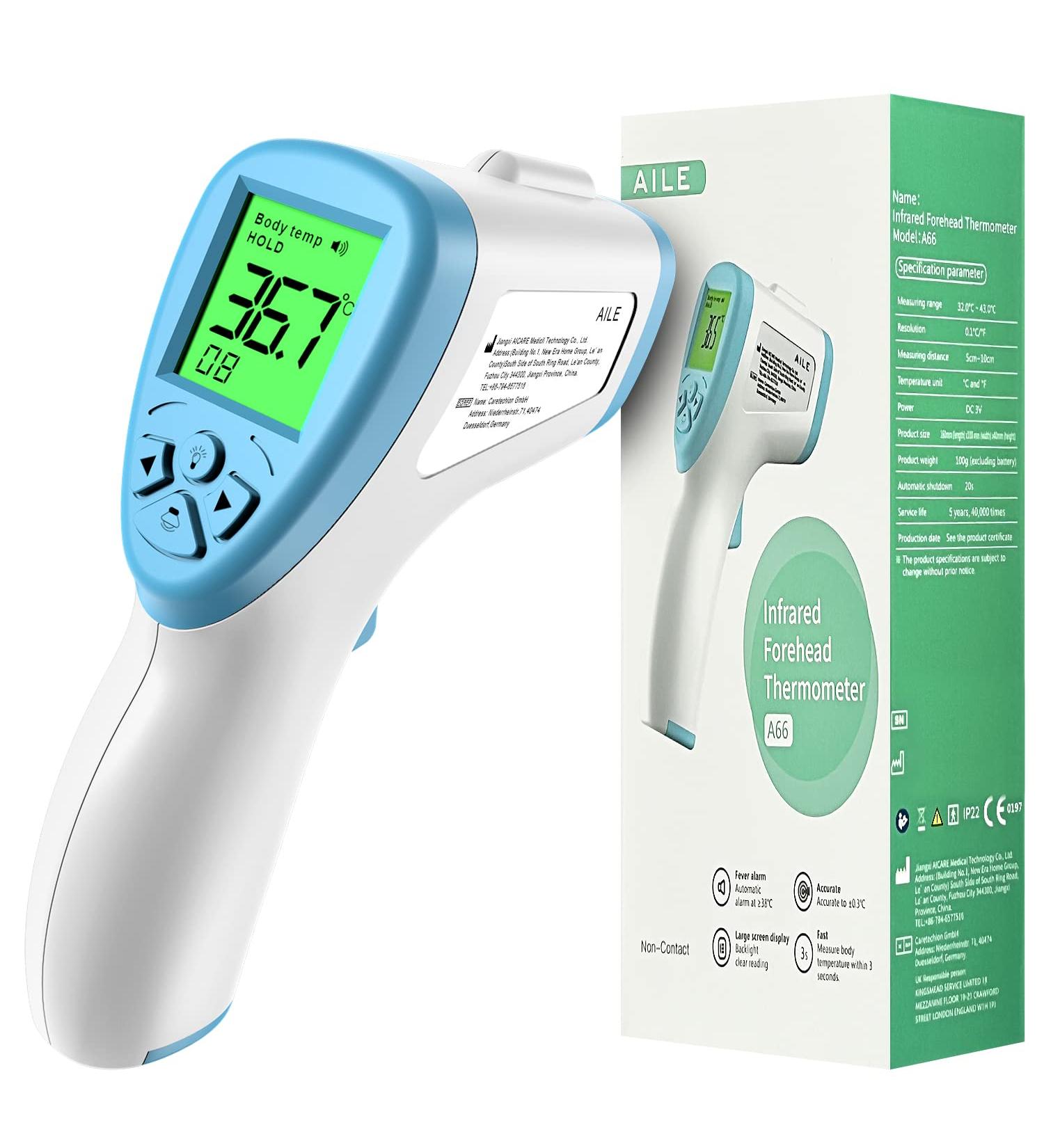 Buy Digital Fever Thermometer for Babies Adults & Children | Contactless Ear Thermometer with Precise LCD Display - Switch Between C & F - Buy Online on GoSupps.com