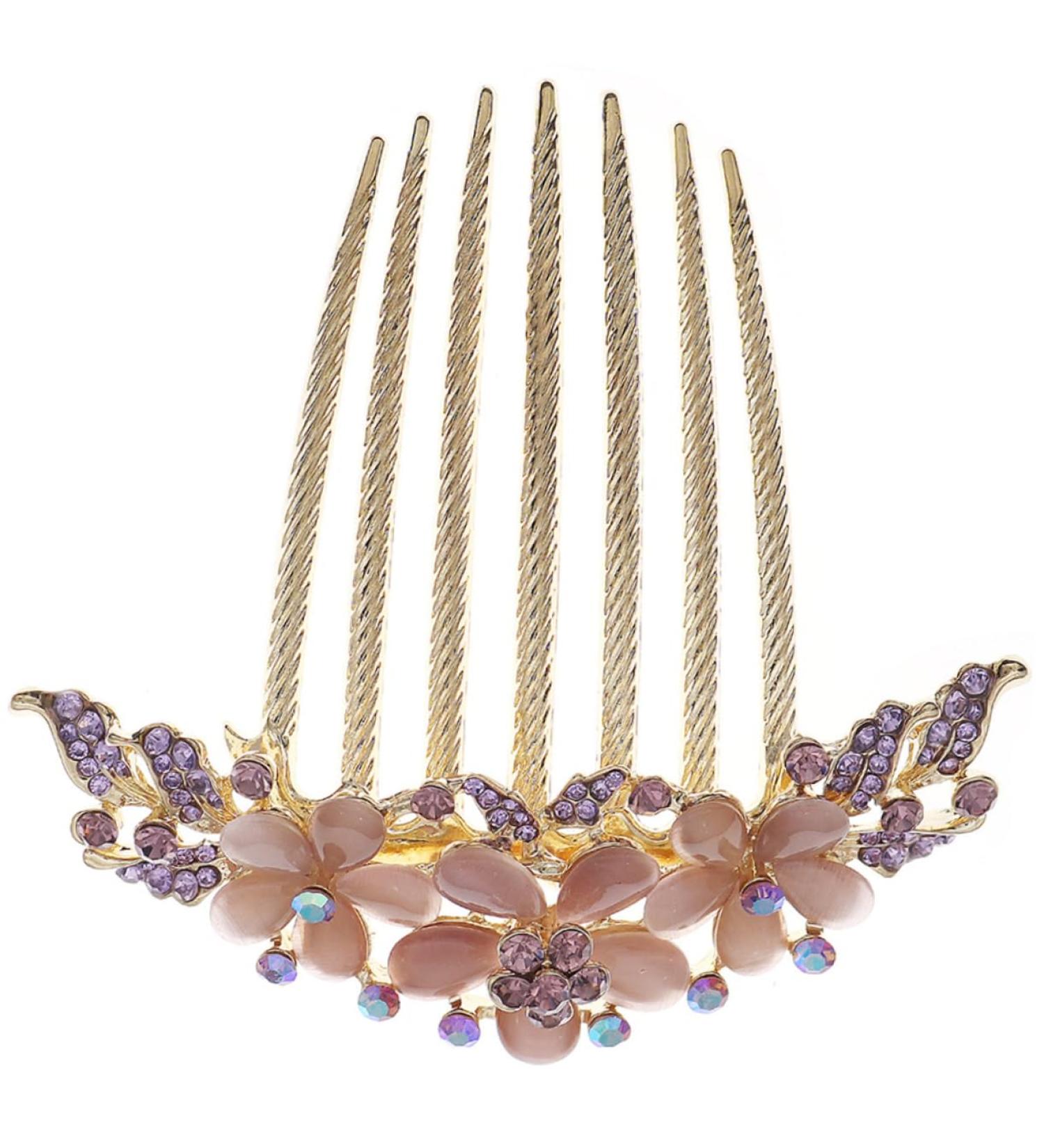 MERRYHAPY Opal Comb Tooth Comb Side Hair Combs Hair Comb for Women Hair Comb Clip Hair Topper Hair Clip for Wedding Combs for Women French Hair Comb Bridal Hair Clip Hair Pin Purple Alloy - Buy Online on GoSupps.com